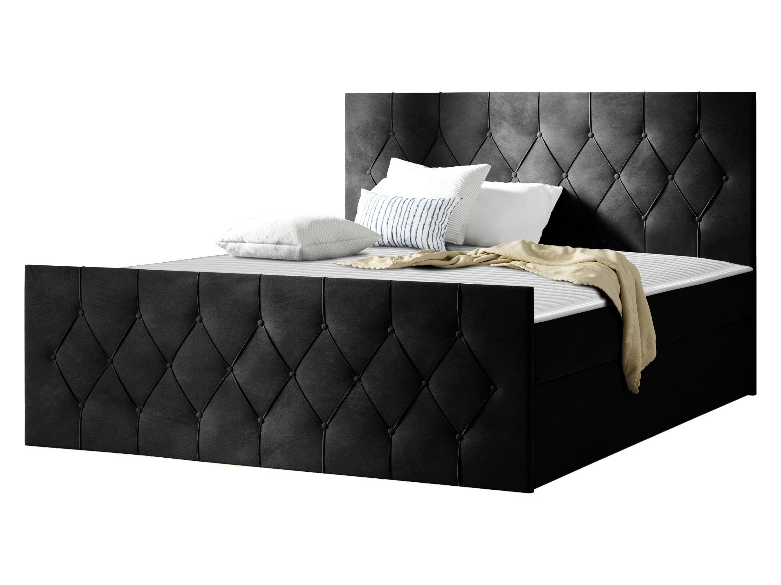 MIRJAN24 Boxspringbett Sky Lux (Matratze, Topper, Polsterkopfteil und Fußteil), Doppelbett mit 2 Bettkästen, Bettgestell
