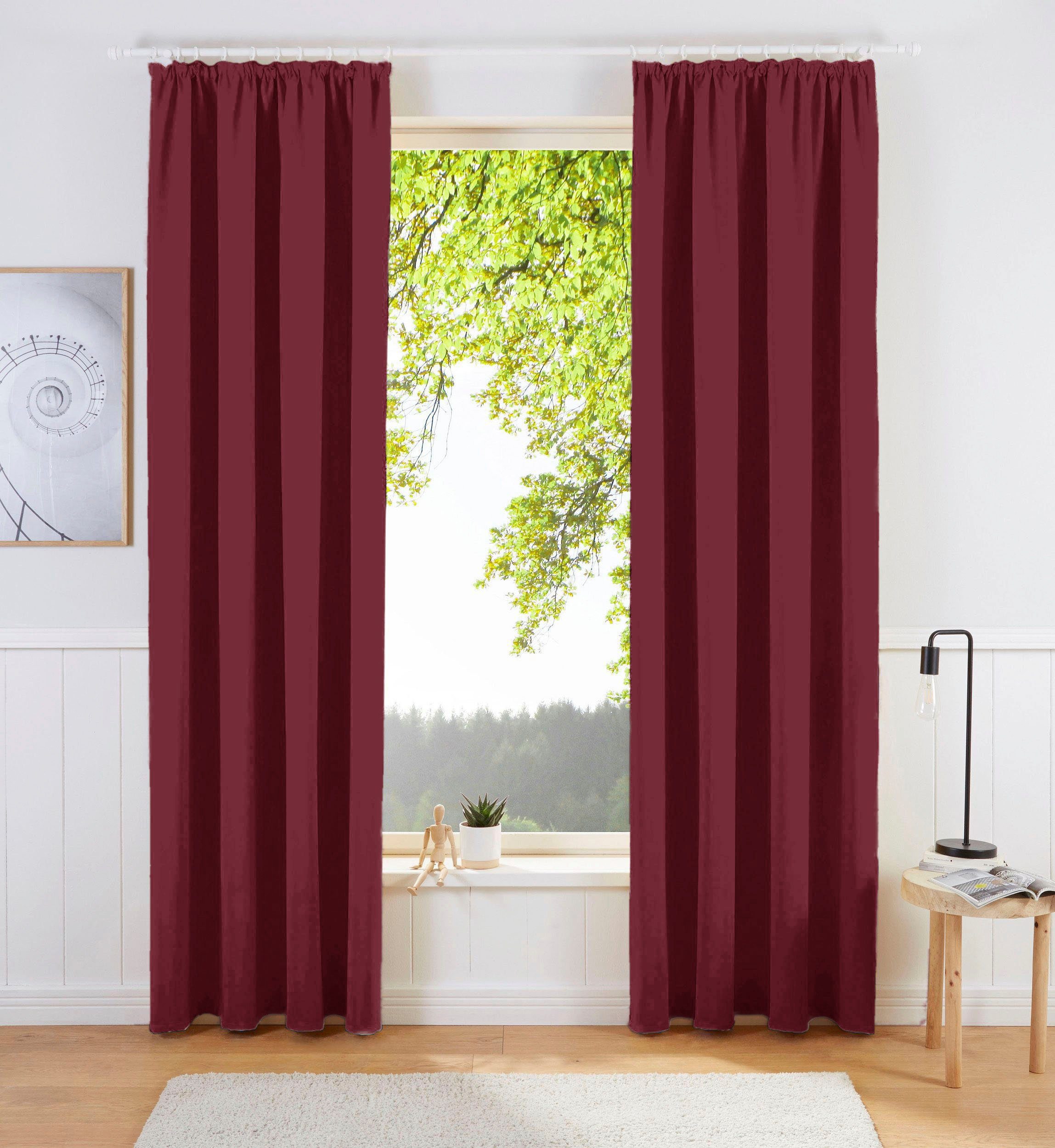 OTTO home Vorhang SOLA, Kräuselband, 1& 2er Pack, blickdicht/verdunkelnd, Topseller! (1 St), Kräuselband, verdunkelnd, Polyester, Breite:130 cm, 1 Schal, einfarbig, Verdunkelung