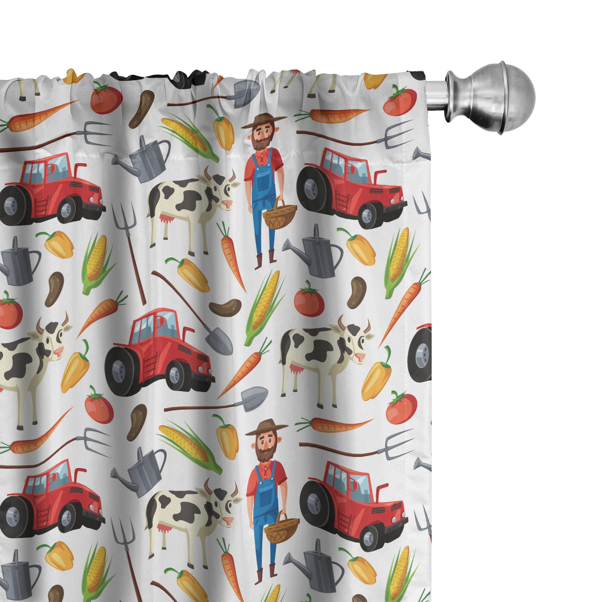 Abakuhaus Gardine Vorhang für Wohnzimmer Schlafzimmer Dekor, Microfaser, Bauernhof Gärtner Landwirtschaft Traktor