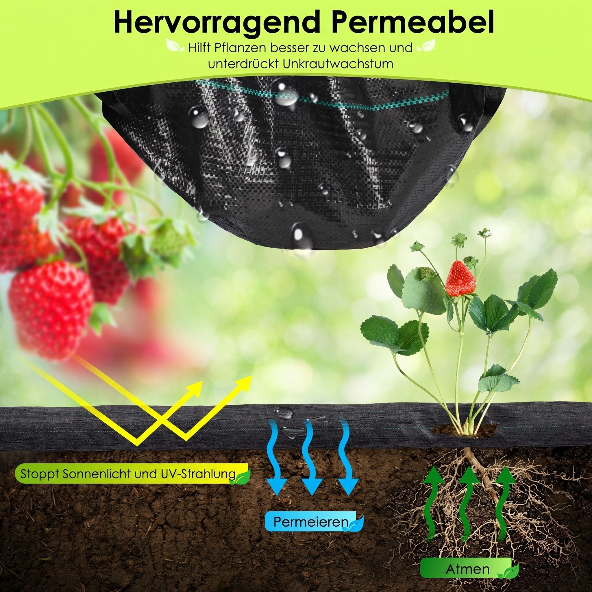 GARRYFIZH Unkrautvlies Premium Unkrautvlies 80g/m² 0,9x91m reißfest für Garten & Beet, Hochbeet & Wege, Wasserdurchlässig, Leicht zu schneiden