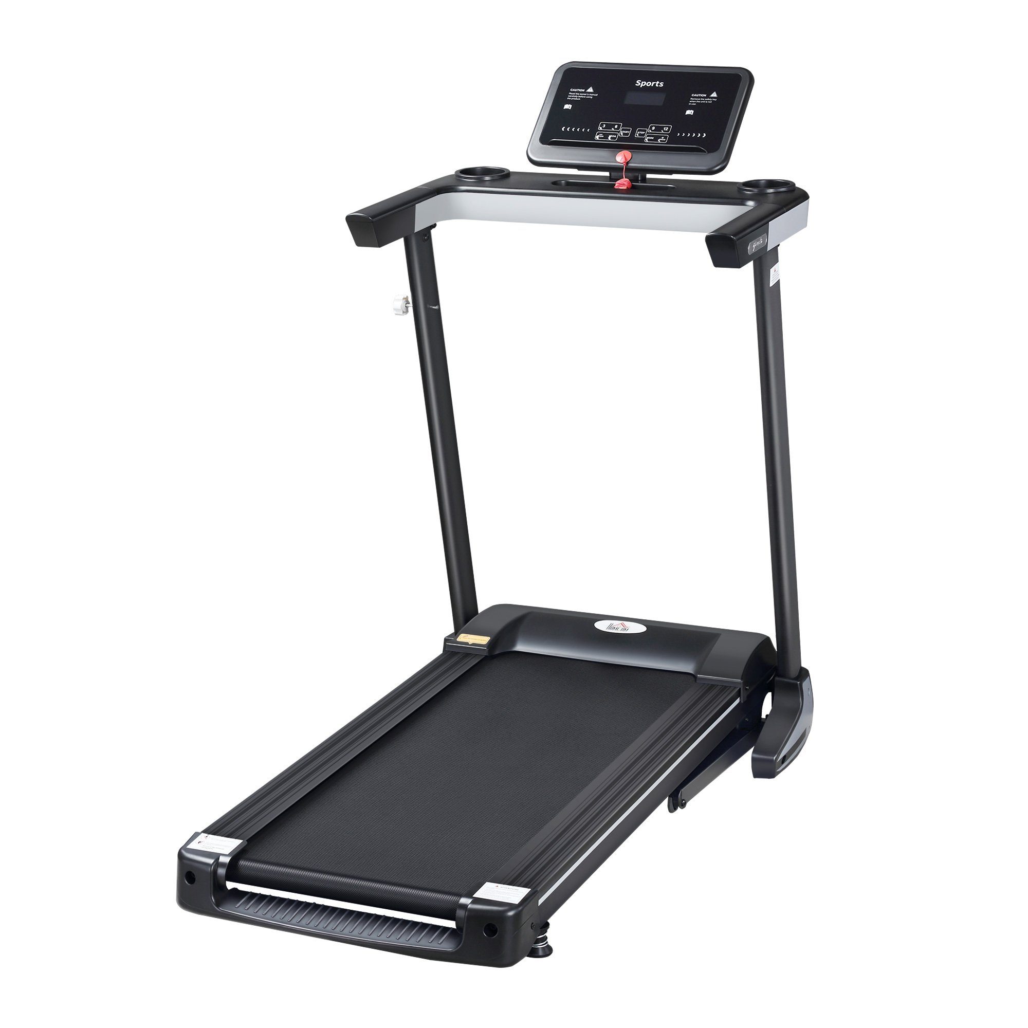 HOMCOM Laufband Fitnessgeräte Klappbar Heimtrainer mit 12 Programmen Stahl+PP Schwarz (Set, 1-tlg., Belastbarkeit bis 100 kg), 71L x 128B x 122H cm