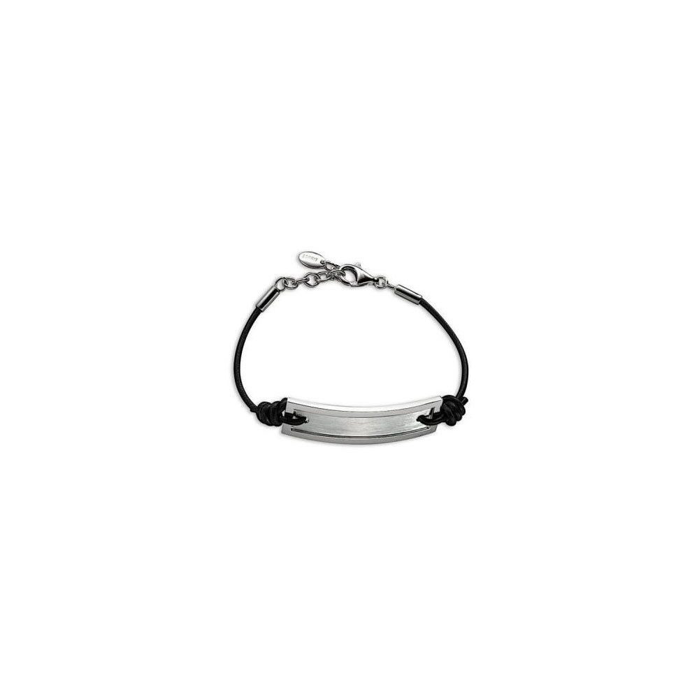 Esprit Armband 925er Sterling-Silber Leder Silber Schwarz 18cm Karabiner 4258231, aus Leder, mit 925er Sterling Silber, 18cm lang, Karabiner