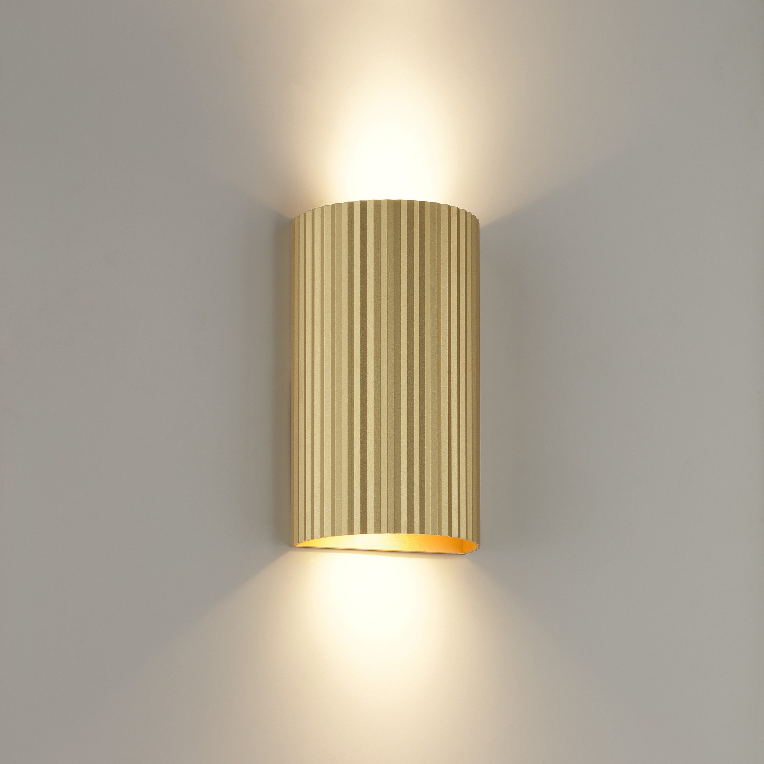 Lightbox Wandleuchte, ohne Leuchtmittel, Wandleuchte 18x10 cm, GU10, Up-Down-Light, Aluminium, matt goldfarben
