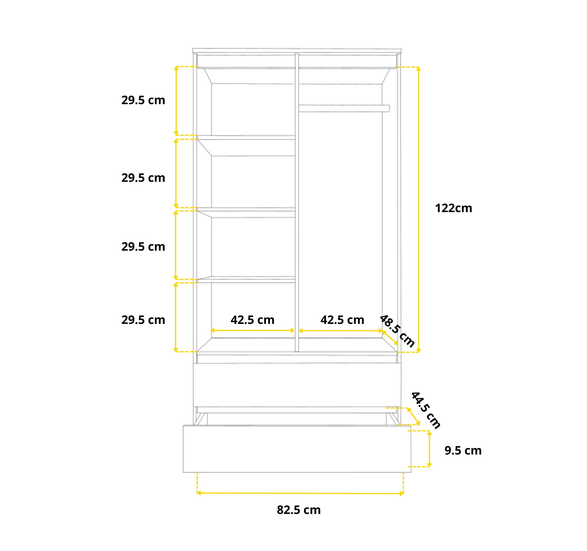 Furnica Kleiderschrank Anthrazit 90 cm mit 2 Türen und 2 Schubladen-Wohn-für das Schlafzimmer – Bild 5 von 5