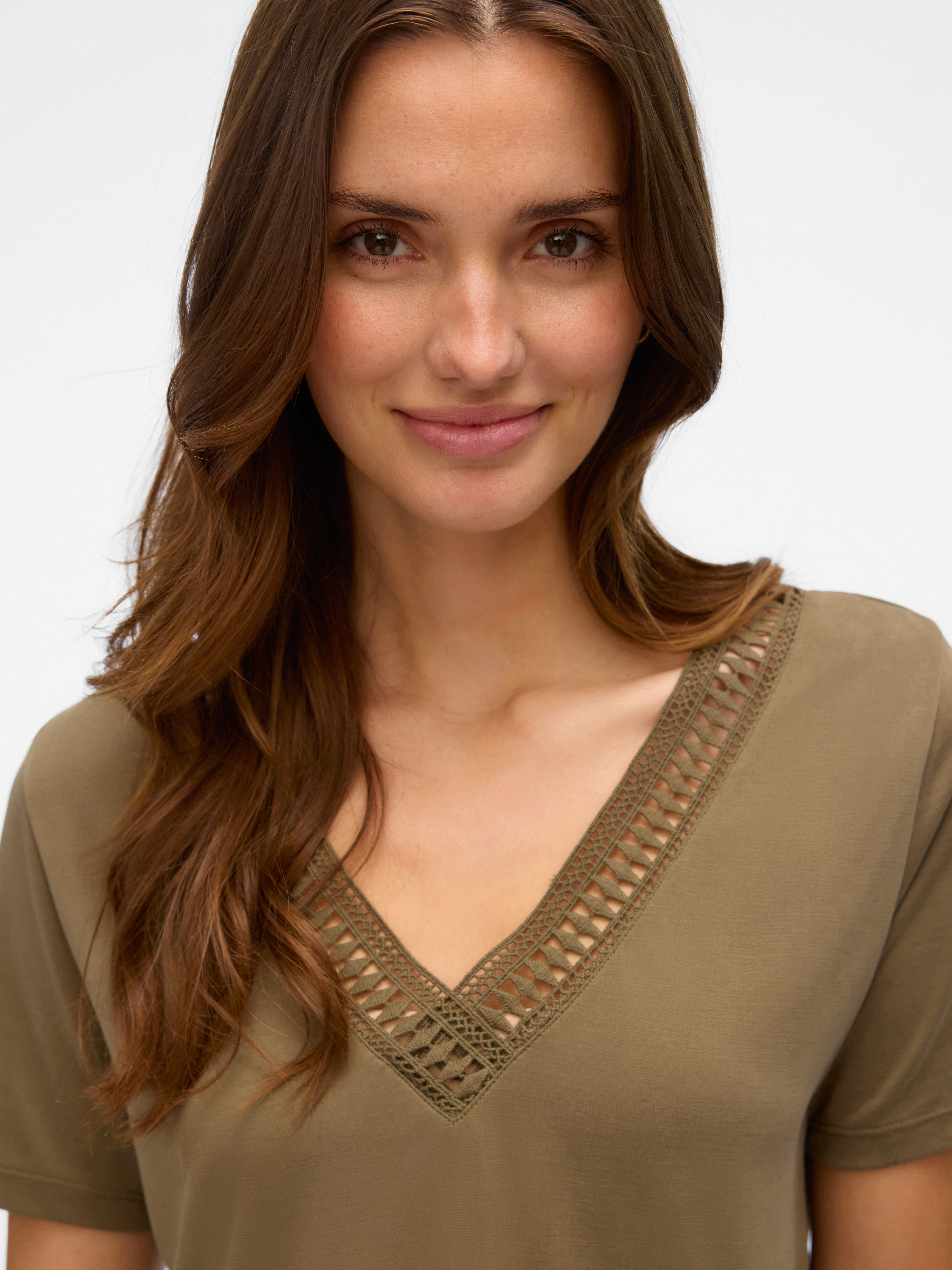Vero Moda Kurzarmshirt VMSAVANNAH LACE 2-WAY SS TOP JRS
