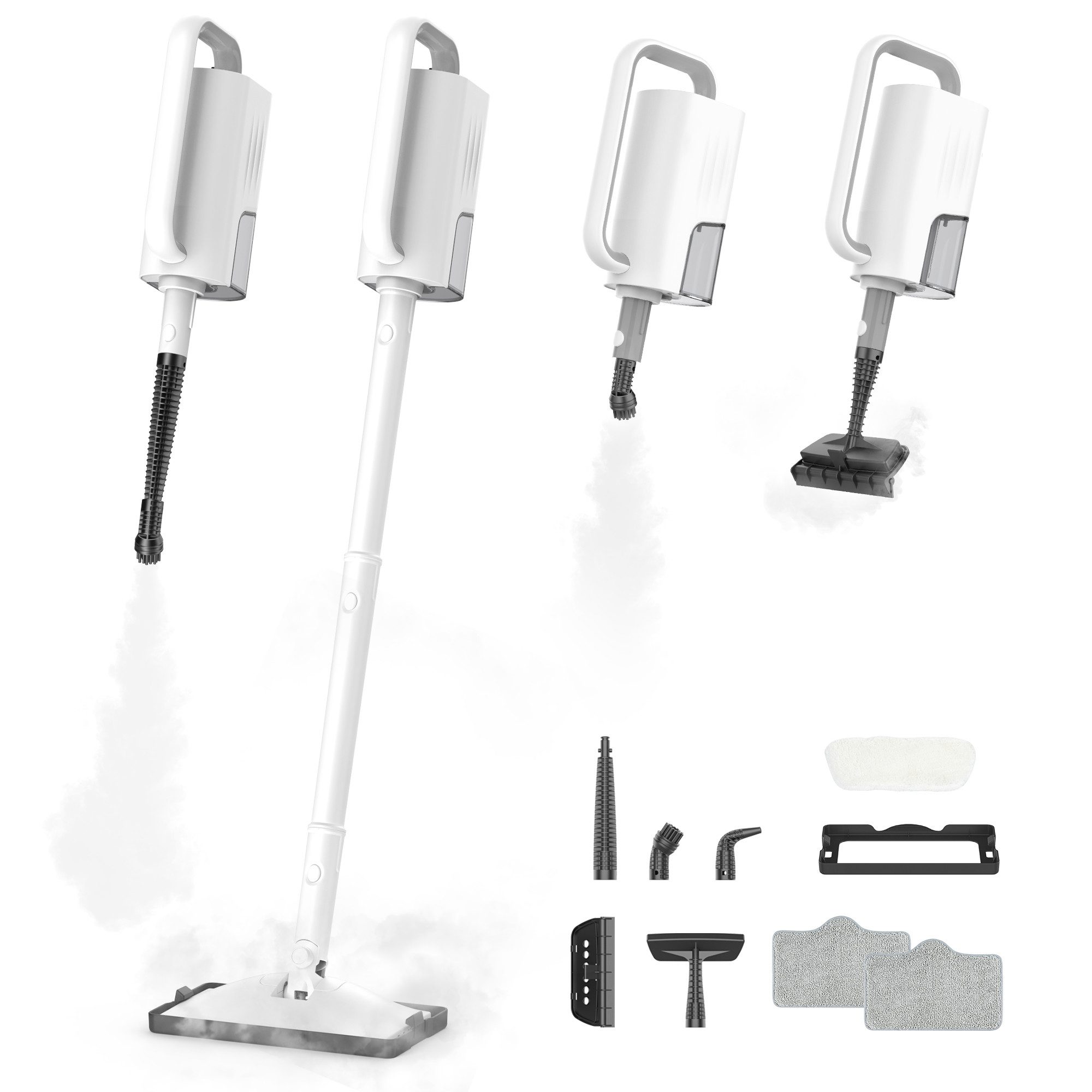 Teendow Dampfreiniger 6 in 1 Dampfreiniger, Dampfreiniger handgerät mit Teppichgleiter, 1300 W, beutellos, 7m Kabellänge, für Teppichen, Multifunktion