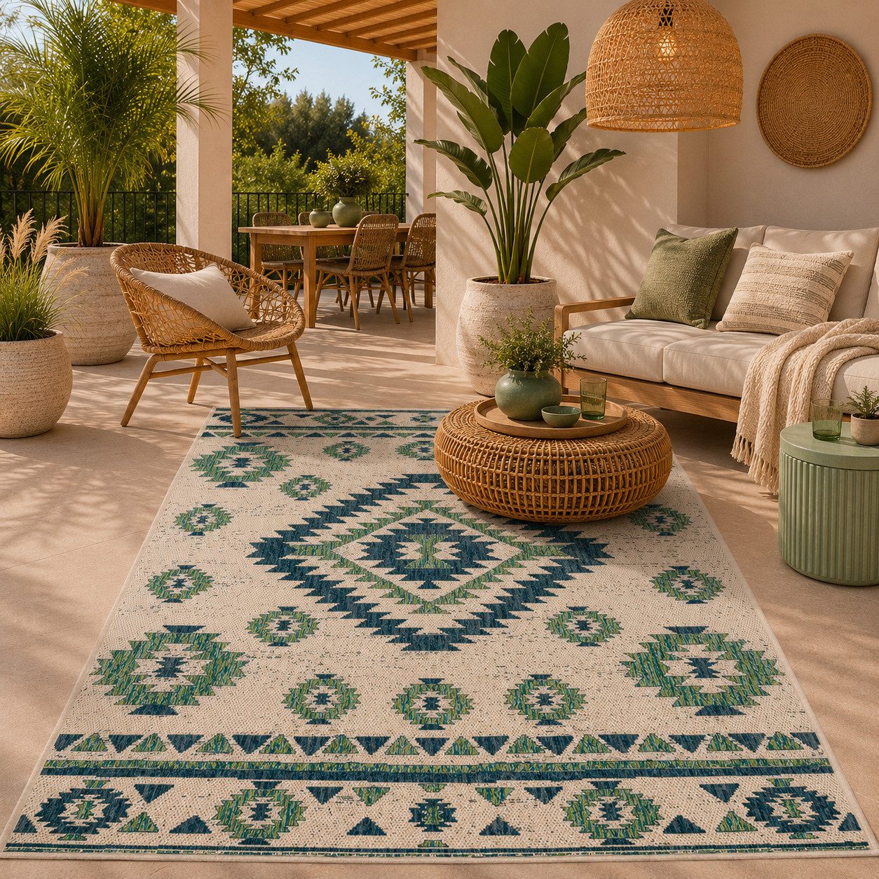 Pergamon Outdoorteppich In- und Outdoor Teppich Carpetto Vintage, Rechteckig, Höhe: 6 mm