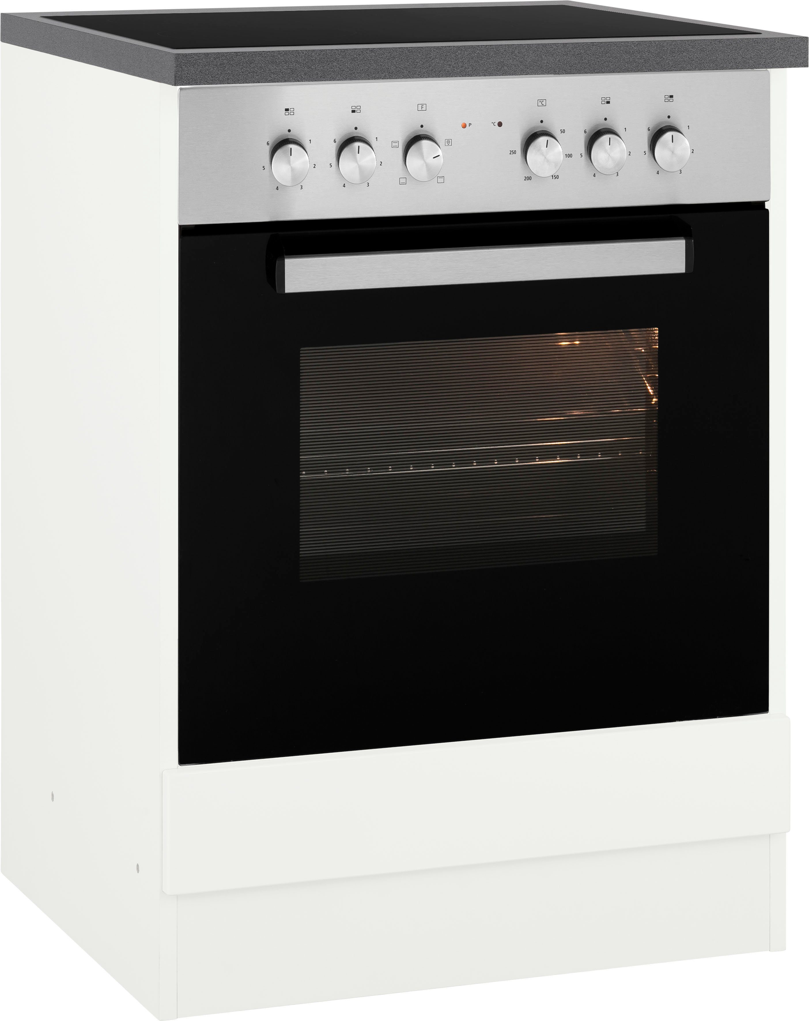 KOCHSTATION Herdumbauschrank KS-Virginia,neu in verbesserter Ausführung (Stauraum) Breite 60 cm, Höhe 85 cm, Nische für Ofen B/H/T: 56/59/55 cm