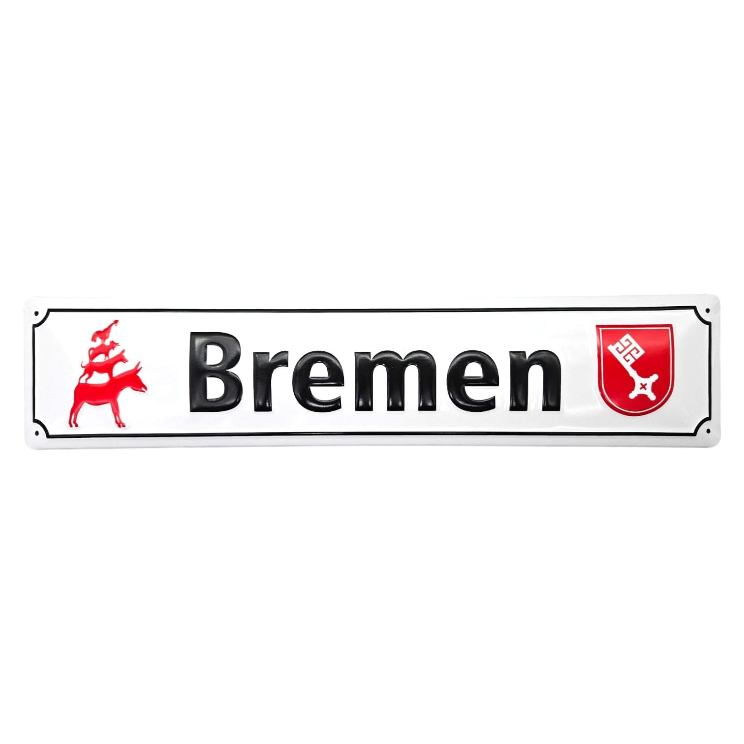 what the shop Metallbild Blechschild Bremen weiß, Straßenschild, Deko-Straßenschild aus Blech 46x10 cm
