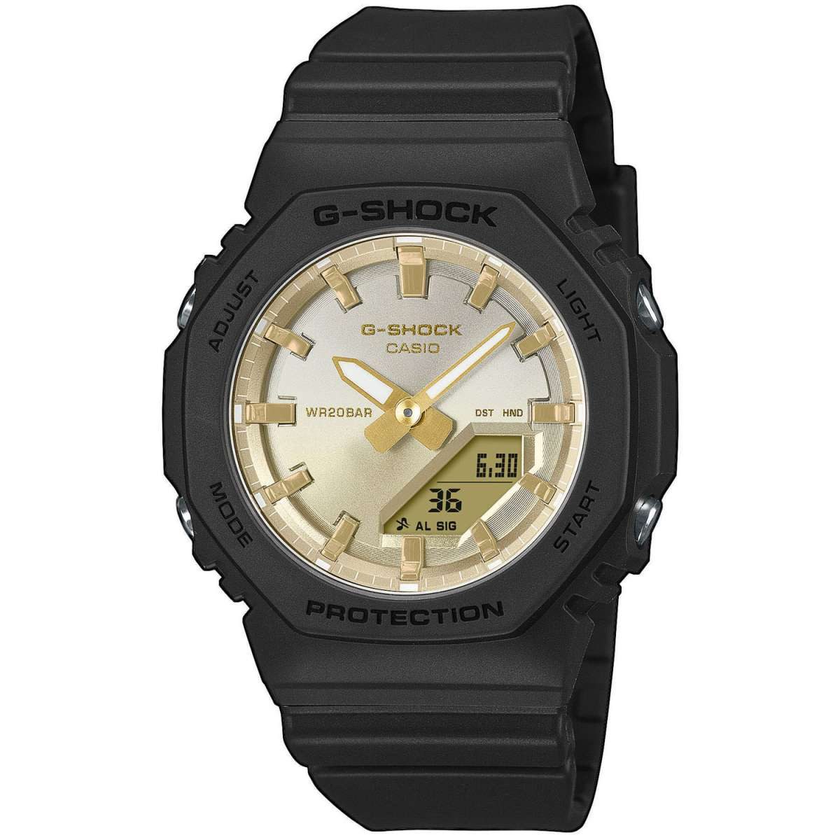 CASIO G-SHOCK Quarzuhr GMA-P2100SG-1AER, G-Shock Ana-Digi Damenuhr Schwarz/Goldfarben