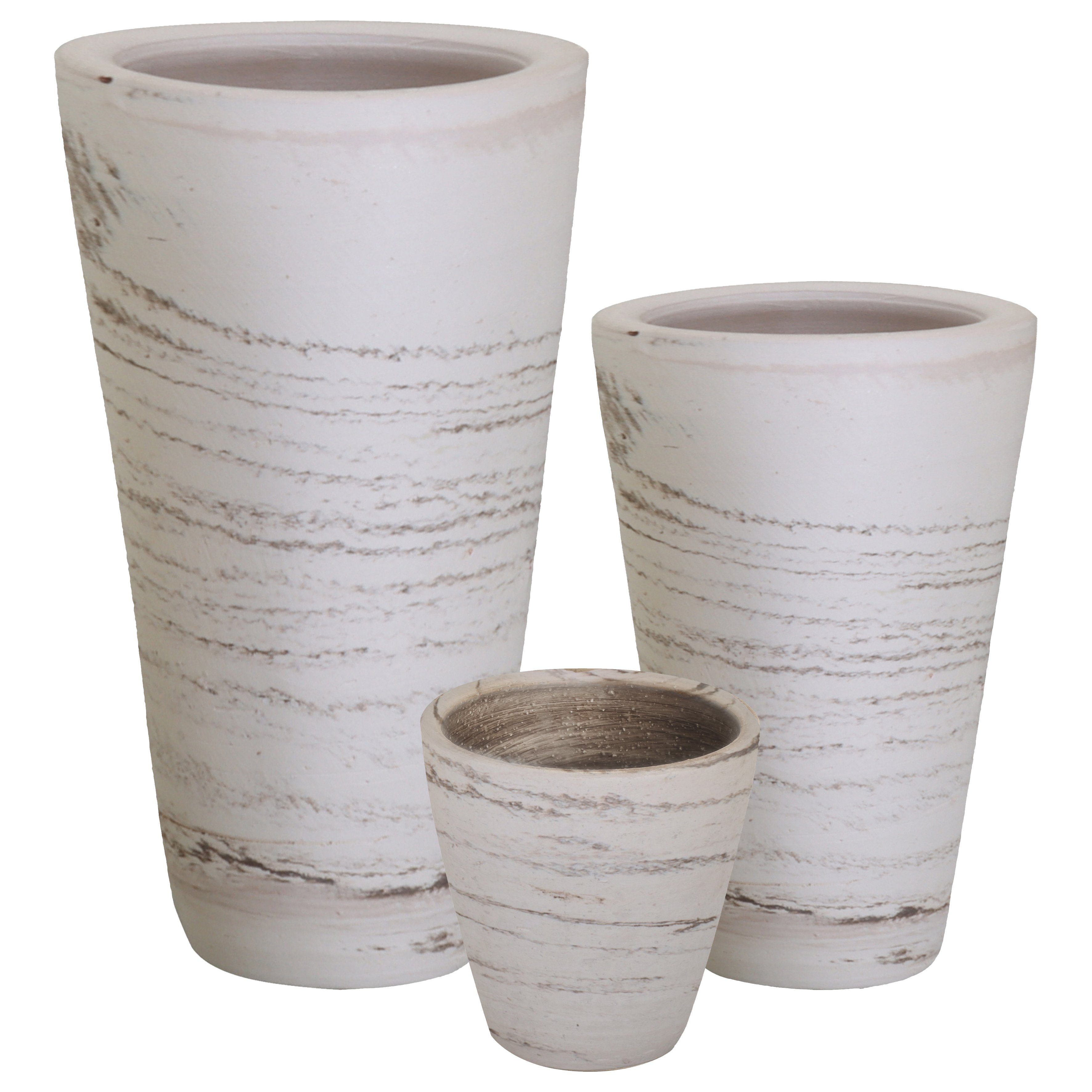 Strukturoptik, mit mit Muster Keramik-Vase tegawo konisch Lava-Conica, Übertopf handgemacht Creme