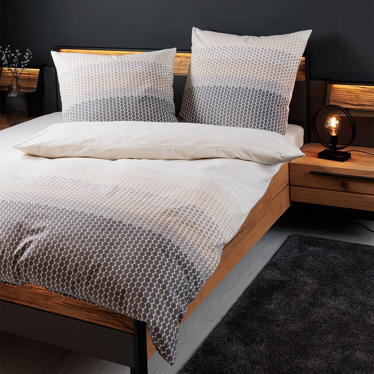 Janine Bettwäsche Davos 65171 grau, Biber, 2 teilig