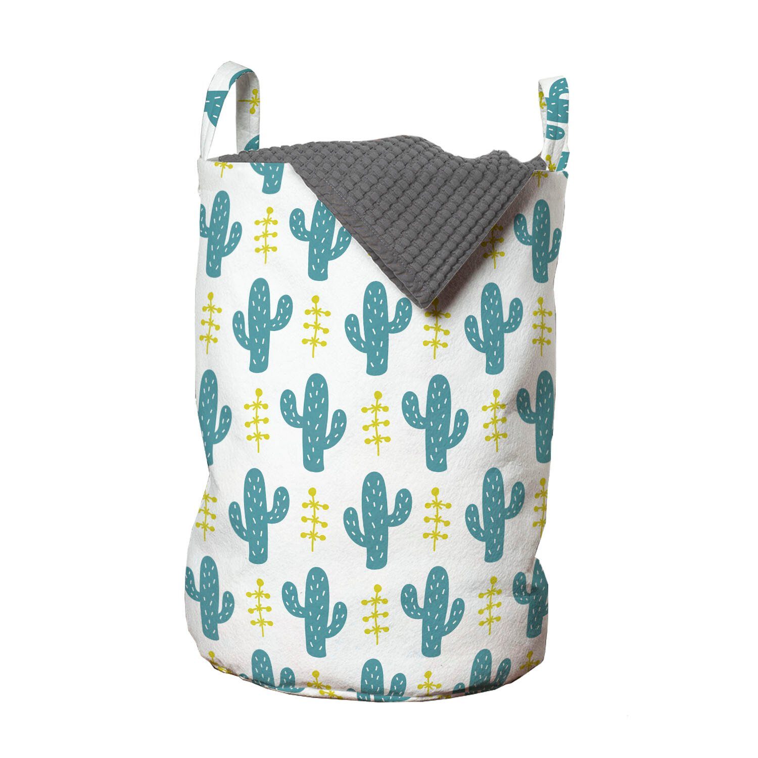 Abakuhaus Wäschesäckchen Wäschekorb mit Griffen Kordelzugverschluss für Waschsalons, Kaktus Simplistic Exotic Cacti Blatt