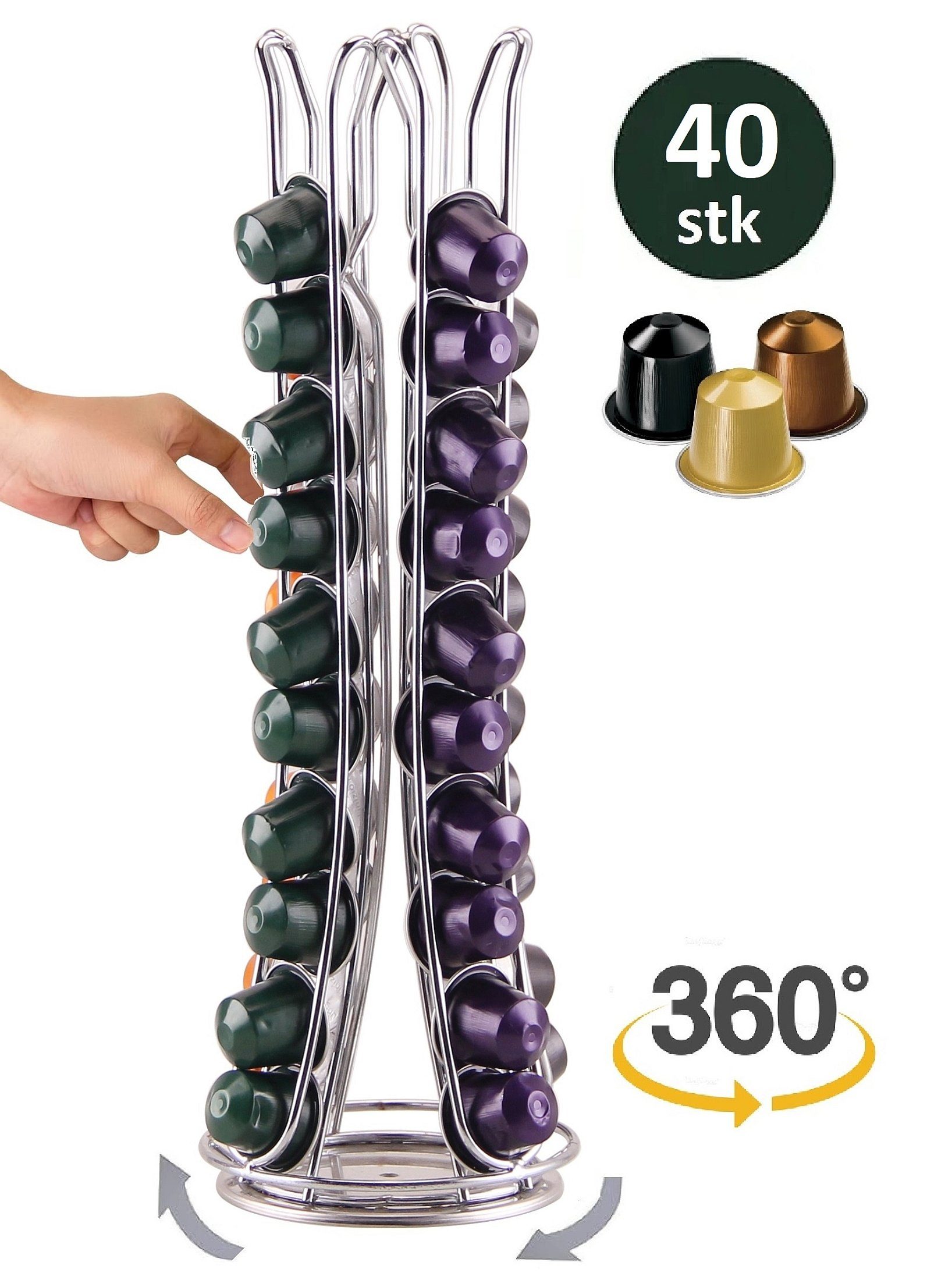 Rungassi Kapselhalter Kaffeekapsel Ständer Дозатор капсул Kapselhalter drehbar 40 Kapseln