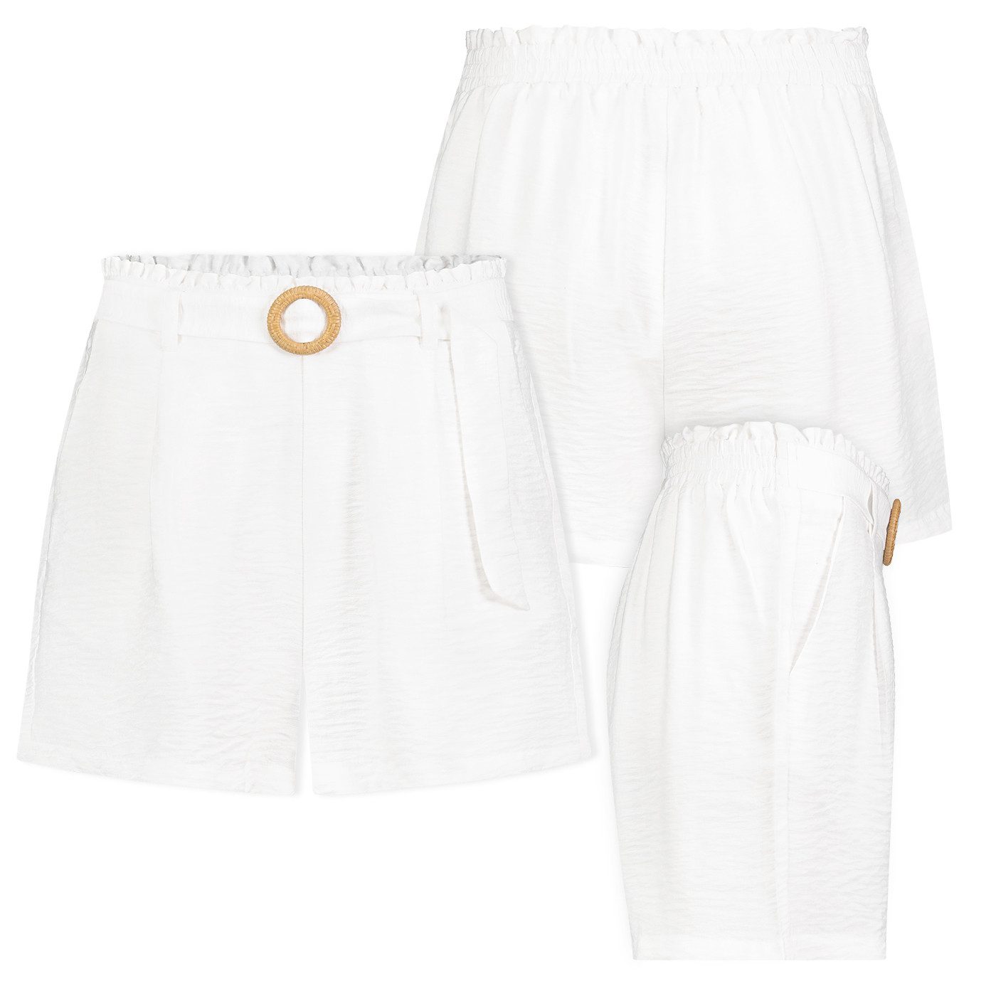 SUBLEVEL Bermudas Damen Paperbag Shorts mit Gürtel leichte Sommer Shorts Bermuda