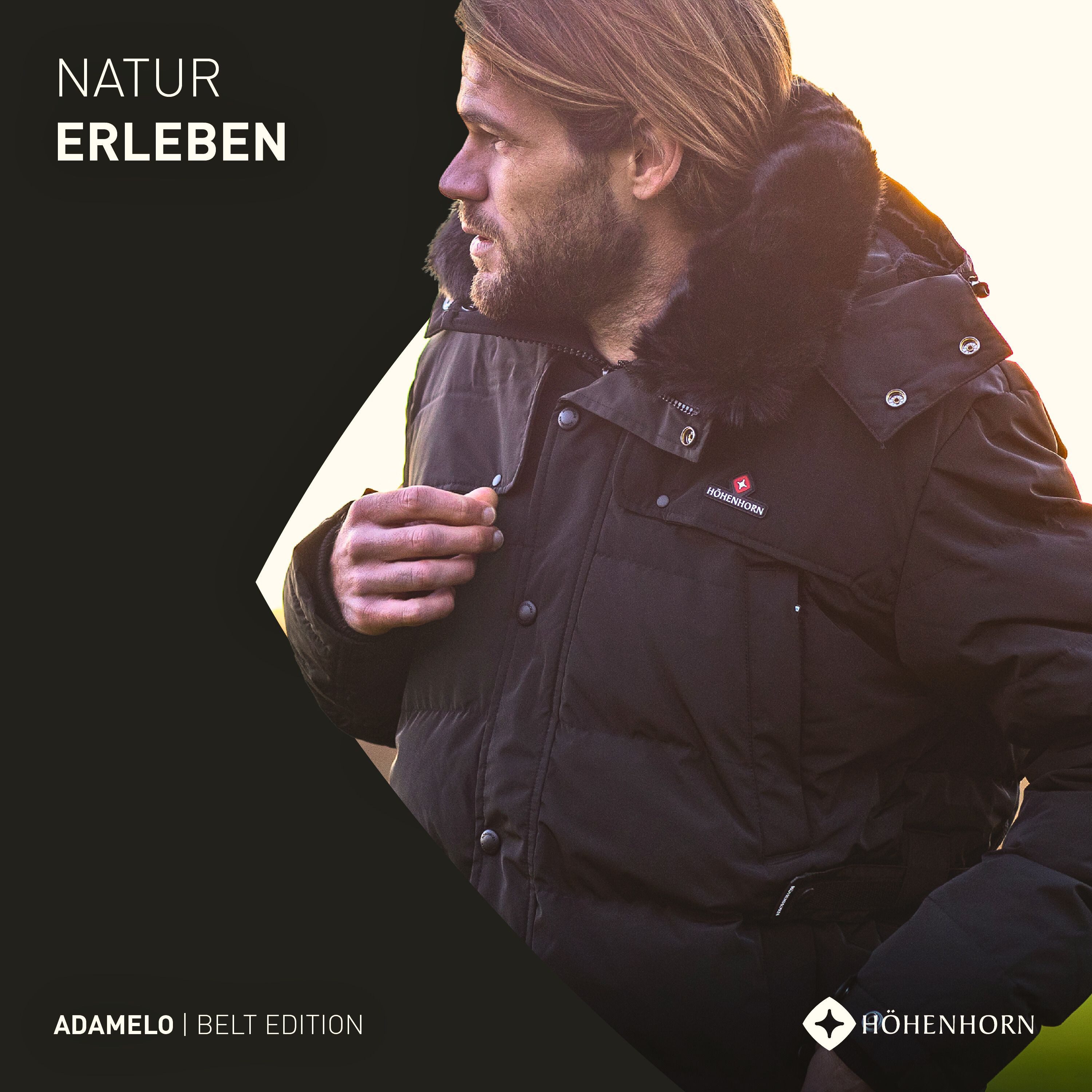 Höhenhorn Winterjacke Adamelo Herren Winter Jacke für Männer Quilted Steppjacke Gefüttert abnehmbarer Kunstfellkragen & Kapuze, weiche Microfleece Innenseite