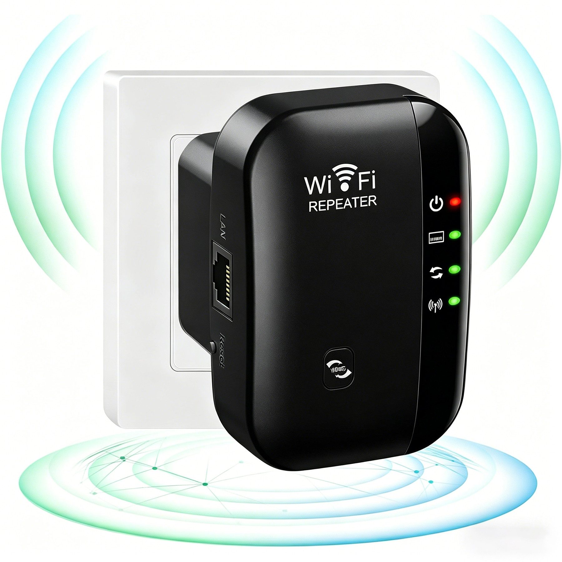 Senmudi WiFi Extender Booster, WLAN Repeater Verstärker Bis Zu 5000sq. WLAN-Router, mit 300 Mbps,2,4GHz WiFi Mit Ethernet Port Zu Allen Geräten