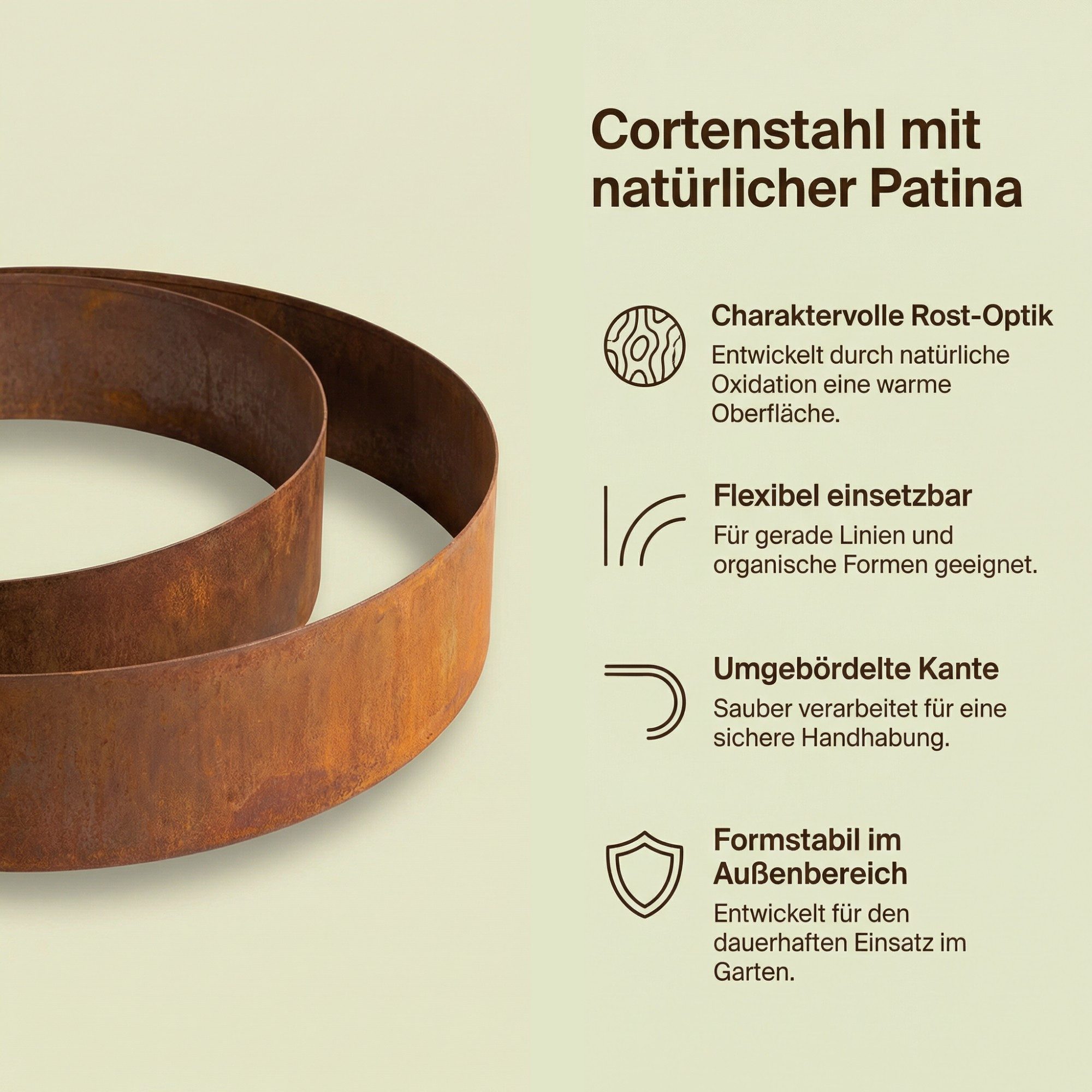 GartenAZ Rasenkante GartenAZ Rasenkantenband Corten 15 cm x 0,5 mm - Länge: 10 m