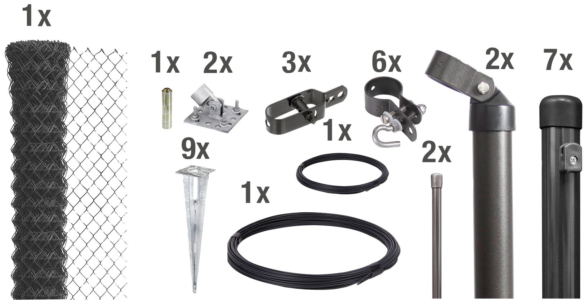 Alberts Maschendrahtzaun, (Set), 100 cm hoch, 25 m, anthrazit