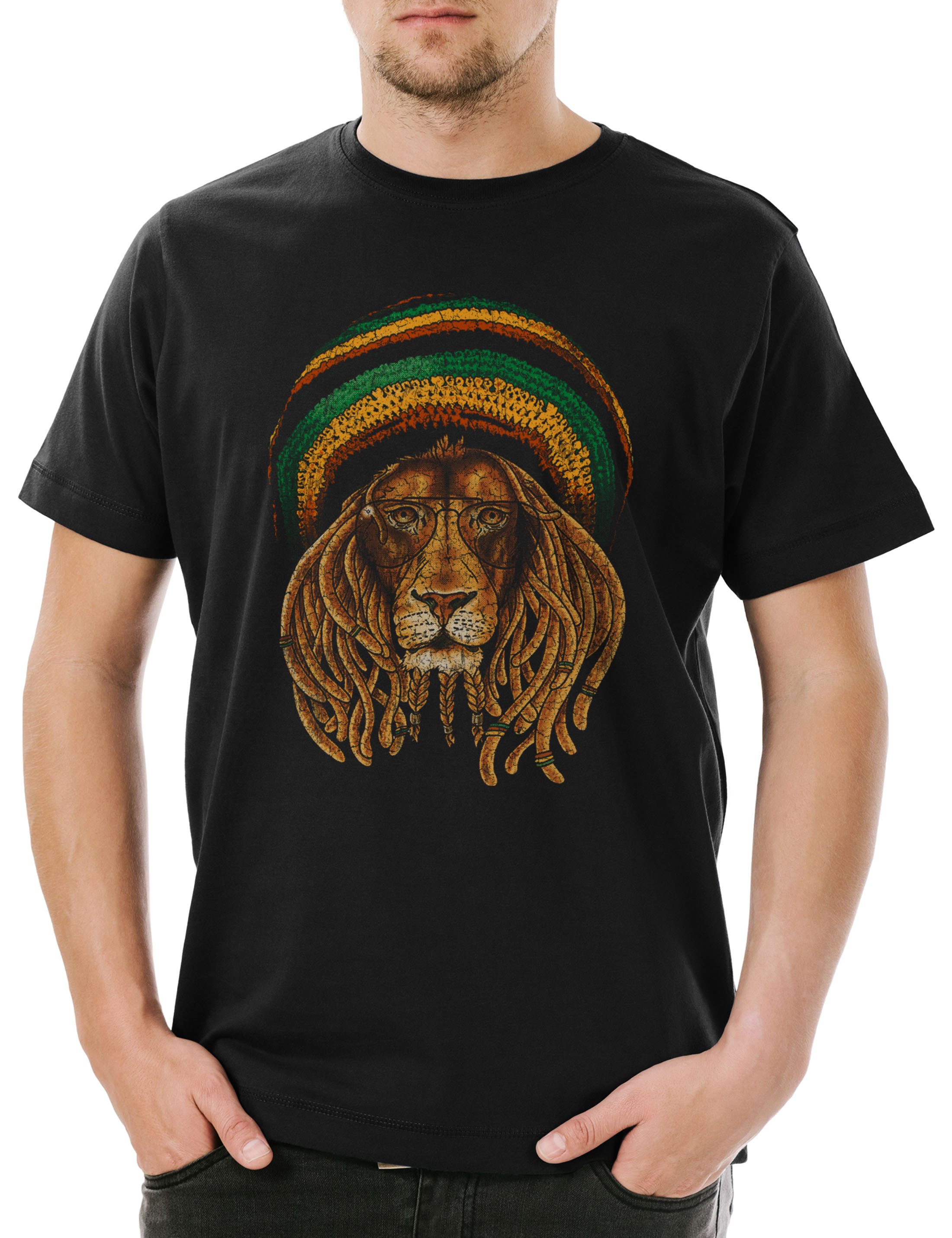 Print-Shirt Reggae Lion III Herren T-Shirt Reggae Music Jah Babylon Musik
