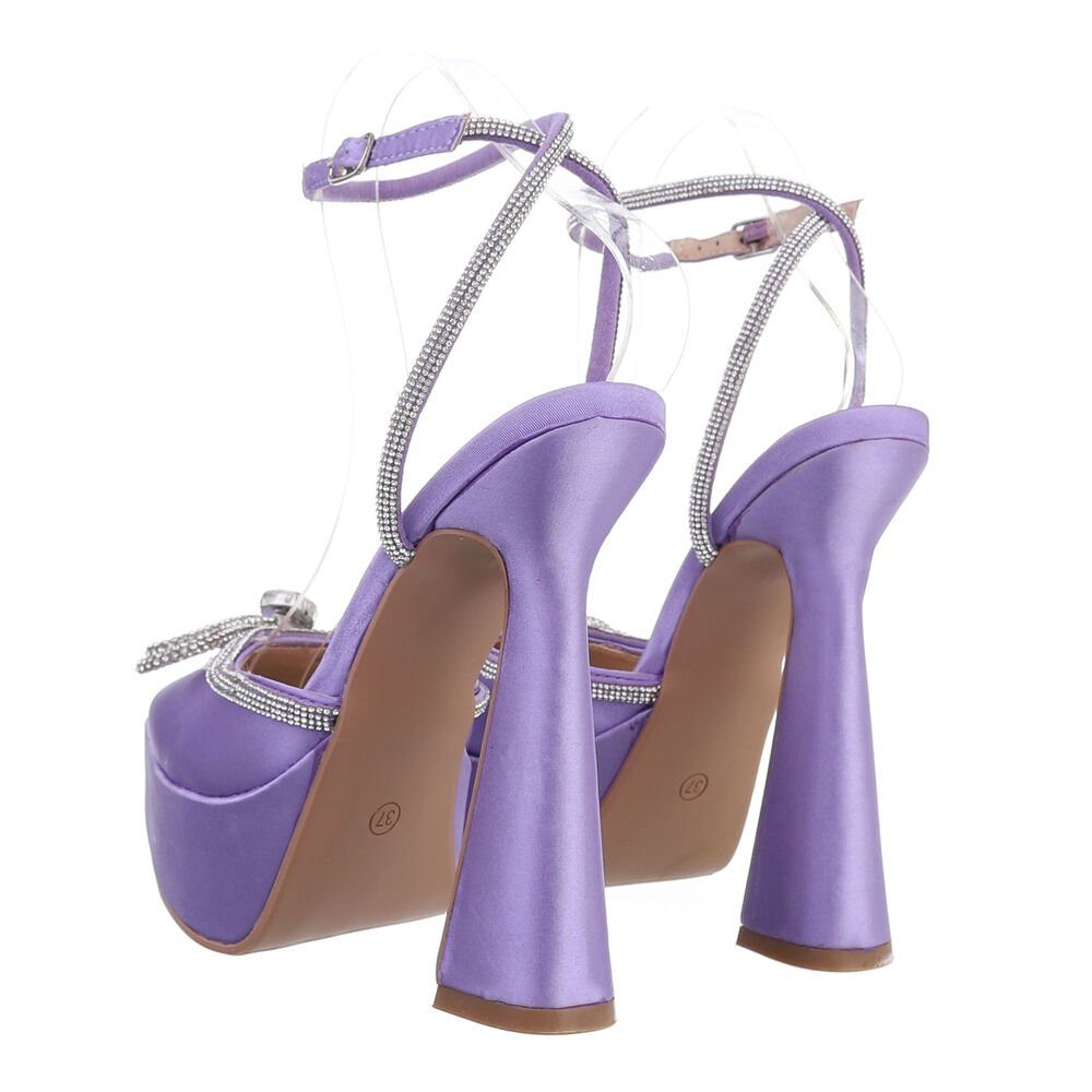 Ital-Design Damen Abendschuhe Party & Clubwear Plateaupumps Blockabsatz High Heel Pumps in Lila