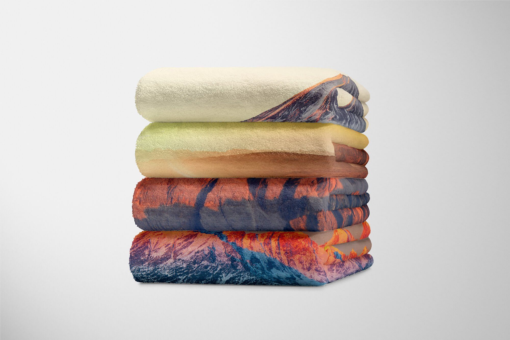 Sinus Art Kuscheldecke Handtuch mit Dolomiten Saunatuch Fotomotiv Handtücher Strandhandtuch Berge Handtuch (1-St), Baumwolle-Polyester-Mix Klippen
