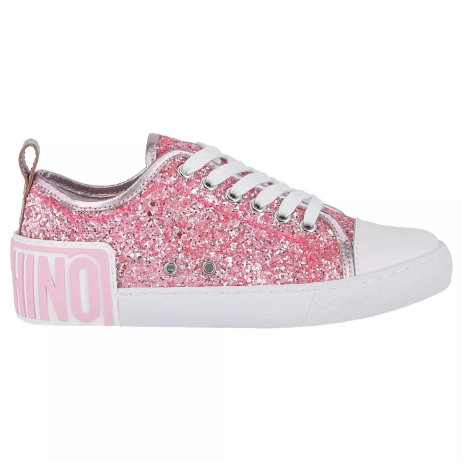 Moschino MOSCHINO DAMEN Sneakers VULCA25 GLITTER+LAM.ROSA Sneakerd Sneaker Glitzer, Logoprägung