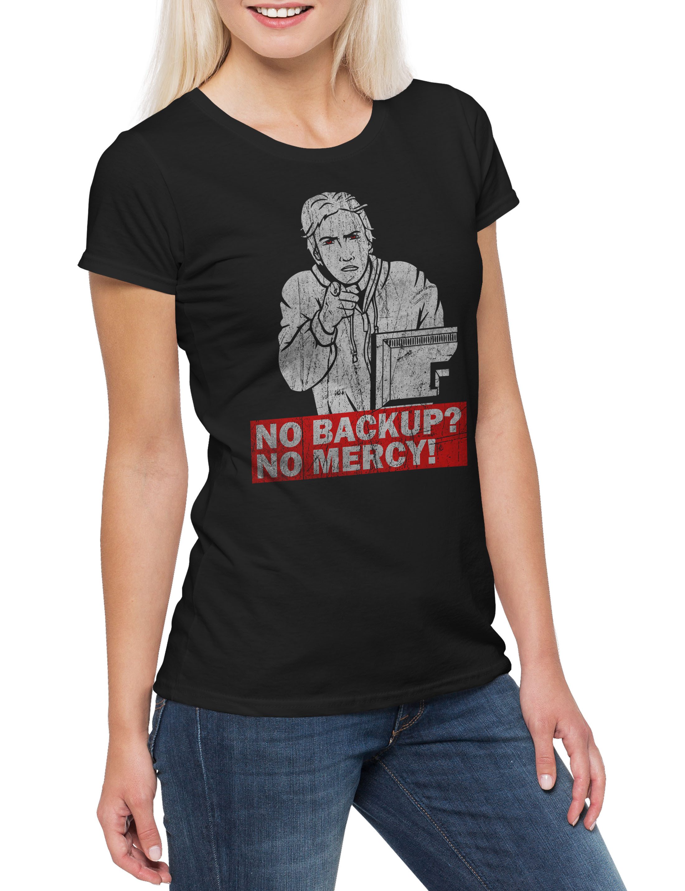 Print-Shirt No Backup Damen T-Shirt Back Up Programmierer PC IT Informatiker
