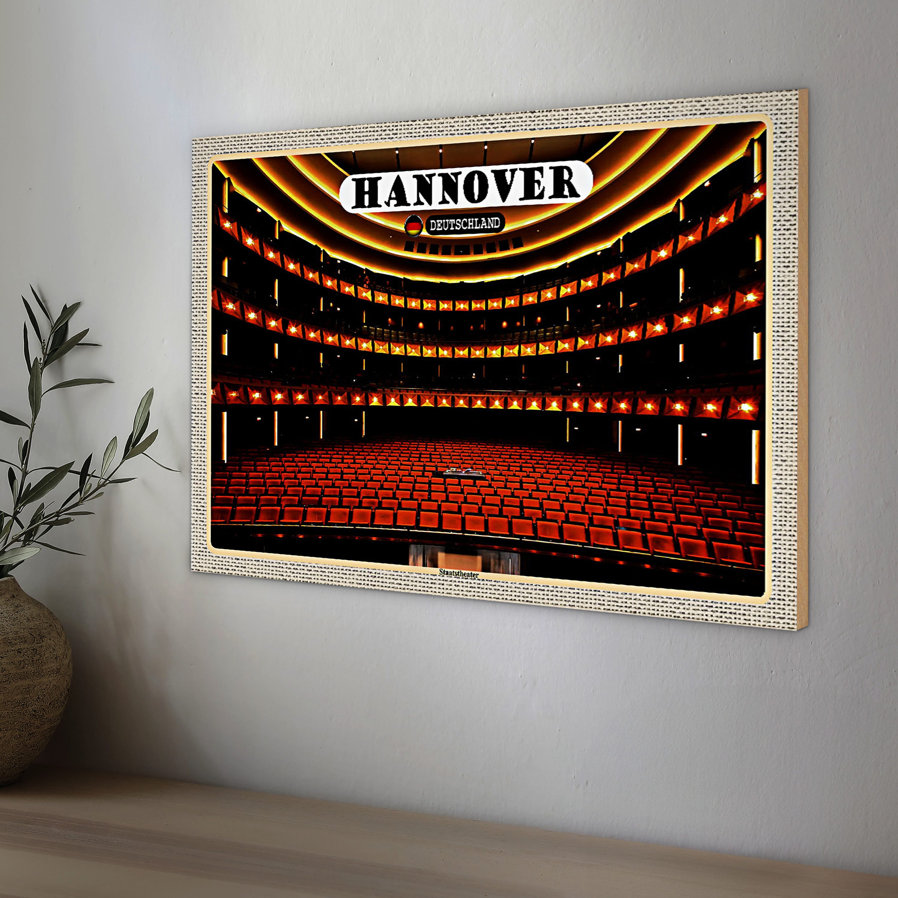 Roomando Holzbild Städte Hannover Staatstheater 40x30cm