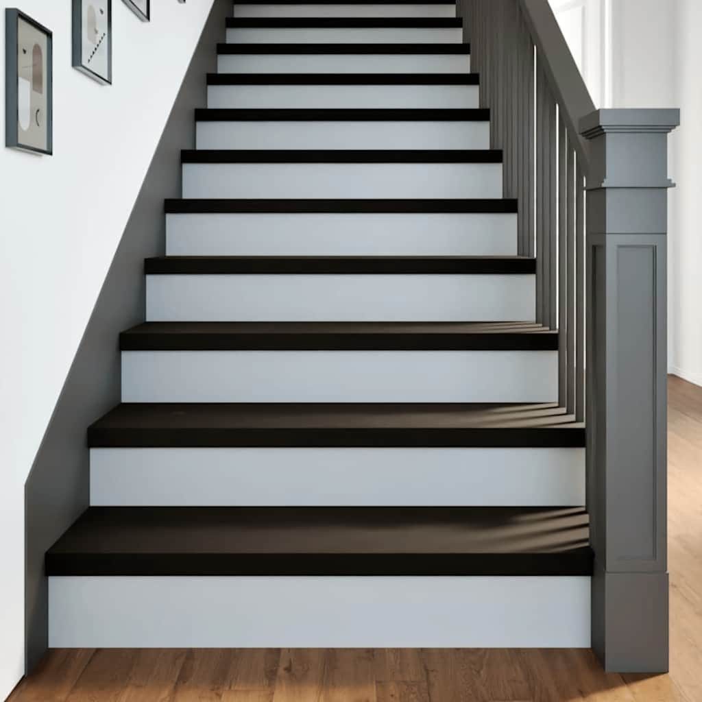 vidaXL Stufenmatte Treppenstufen 16 Stk. Braun-Schwarz 100x25x2 cm Massivholz Eiche, Rechteckig, Höhe: 2 mm