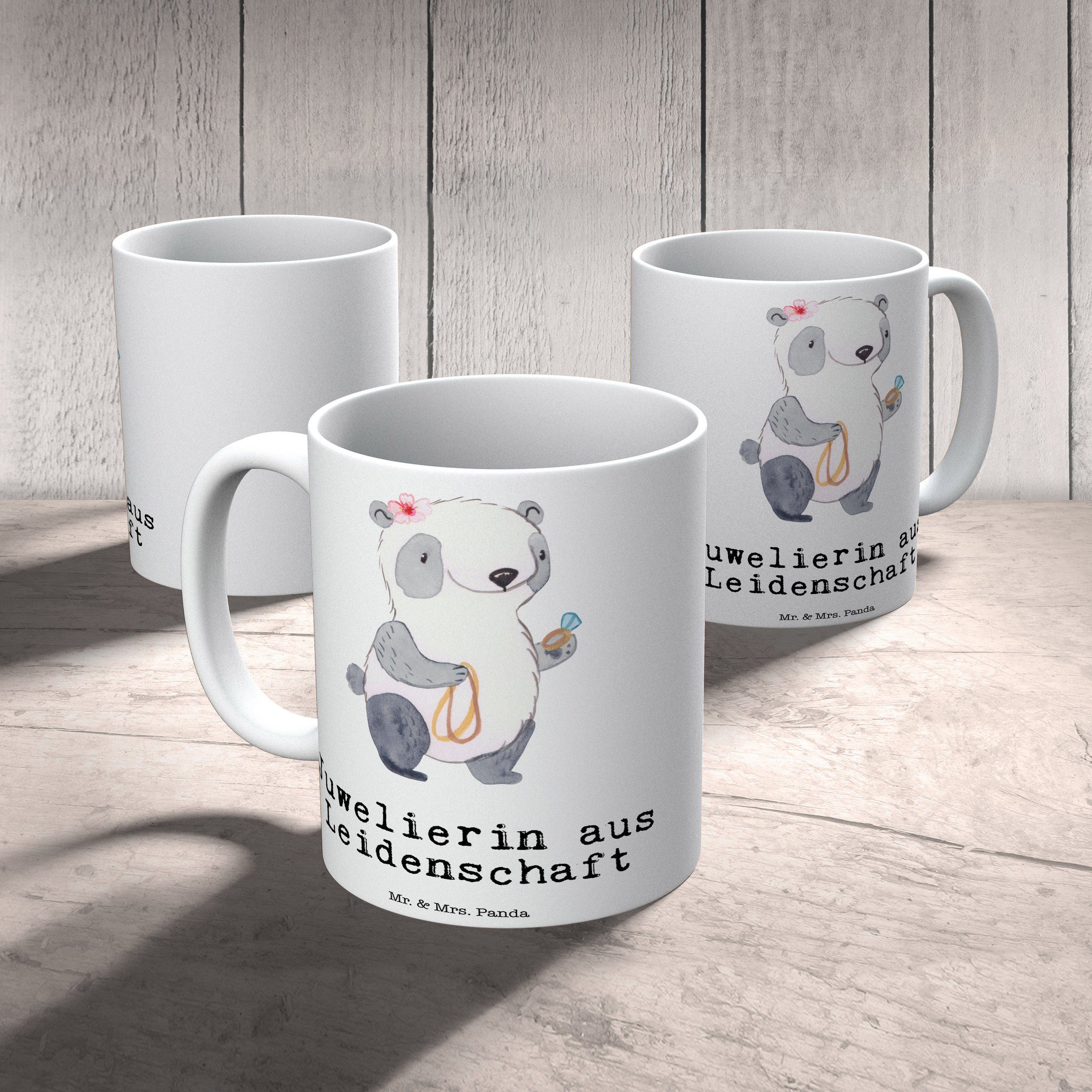 Keramik aus Tasse Mrs. - Panda Leidenschaft Tasse Weiß Sprüche, Mr. Schmuck, Geschenk, & Juwelierin -