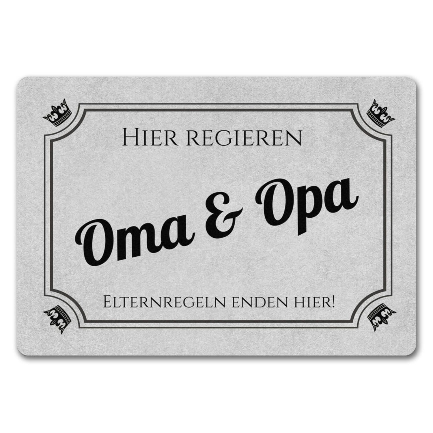 Fußmatte Hier regieren Opa und Oma Fußmatte in 35x50 cm ohne Rand Elternregeln