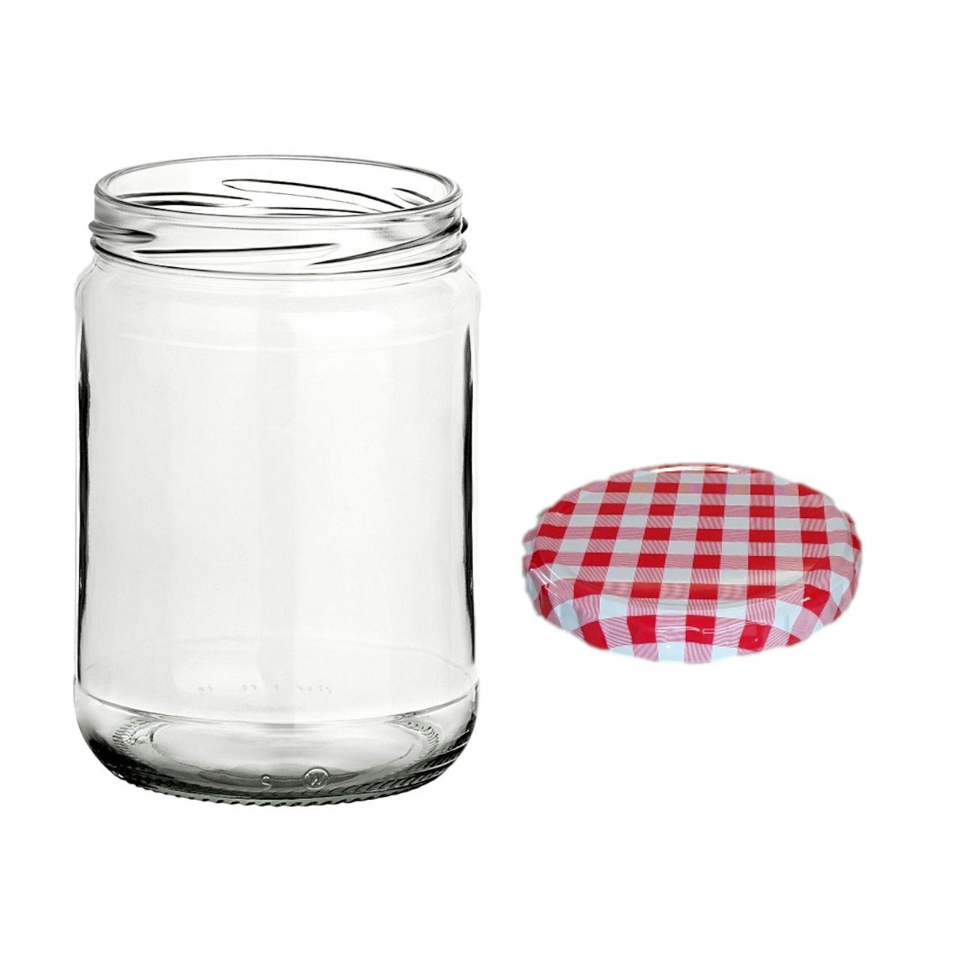 gouveo Einmachglas Vorratsgläser 580 ml Klassik mit Schraub-Deckel - Große Einmachgläser, (12-tlg), karo-rot – Bild 3 von 4