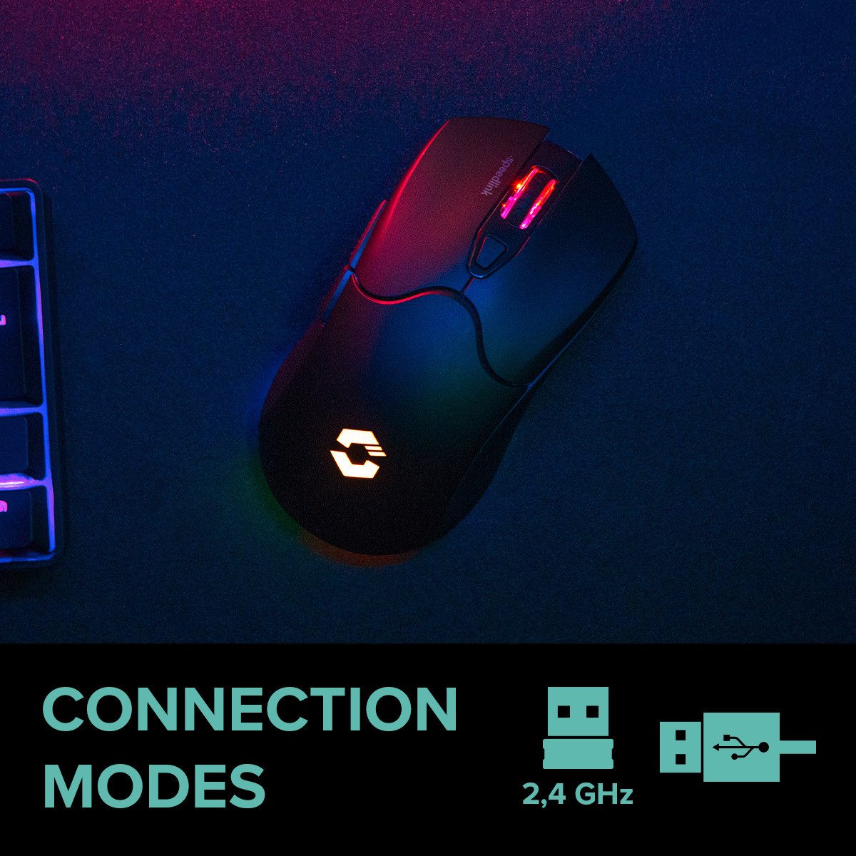 Speedlink VELOX Wiederaufladbar, RGB- beleuchtete, kabellose Gaming-Maus (mit 5 Tasten + dpi-Schalter)