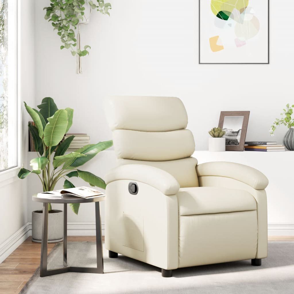 vidaXL (1-St) Sessel Kunstleder Relaxsessel Creme