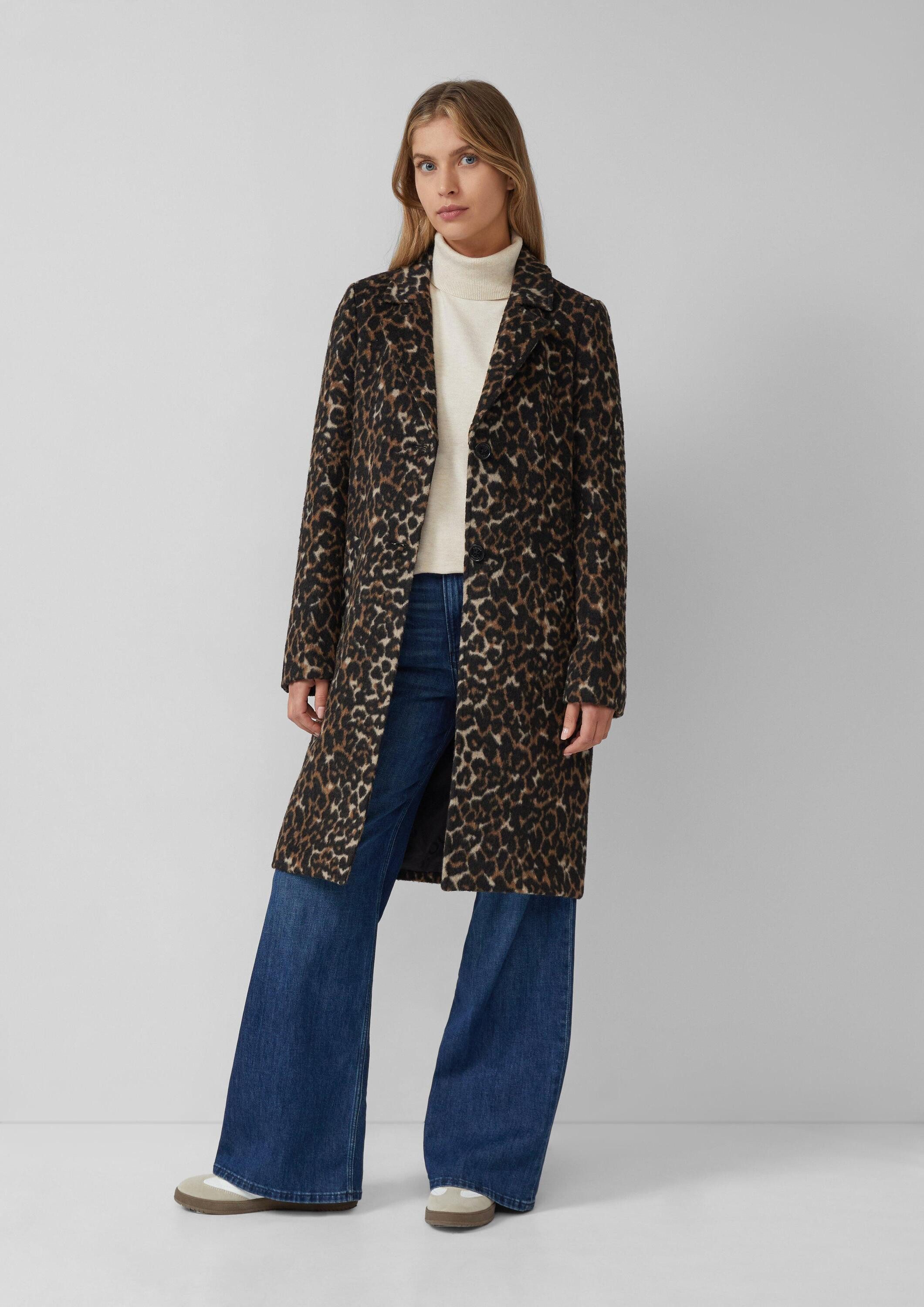 s.Oliver Funktionsmantel Outdoor-Mantel Wollmixmantel mit Leo-Muster und Eingrifftaschen