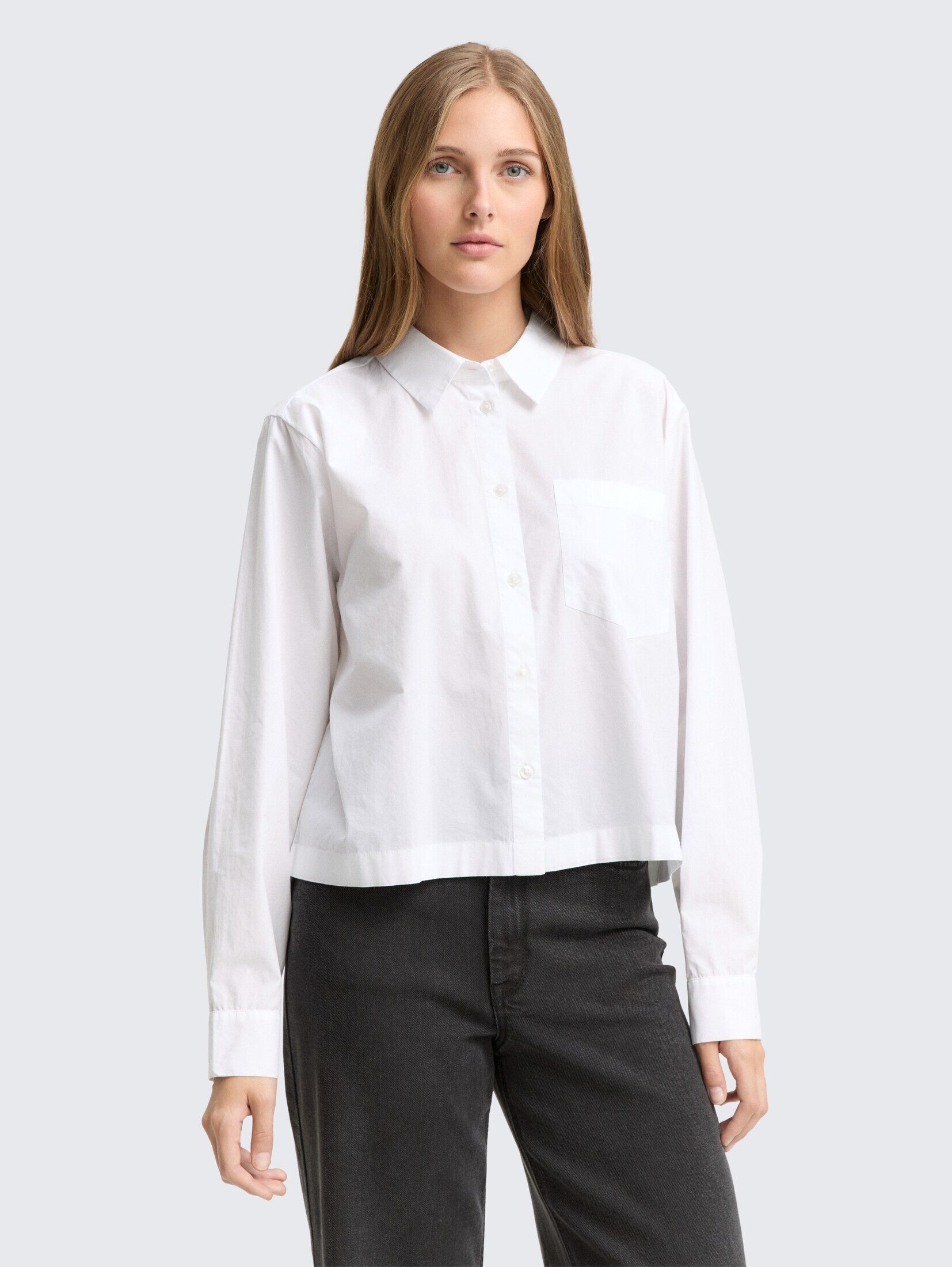 TOM TAILOR Denim Langarmbluse Blusen & Shirts Boxy Fit Hemdbluse mit Brustt günstig online kaufen