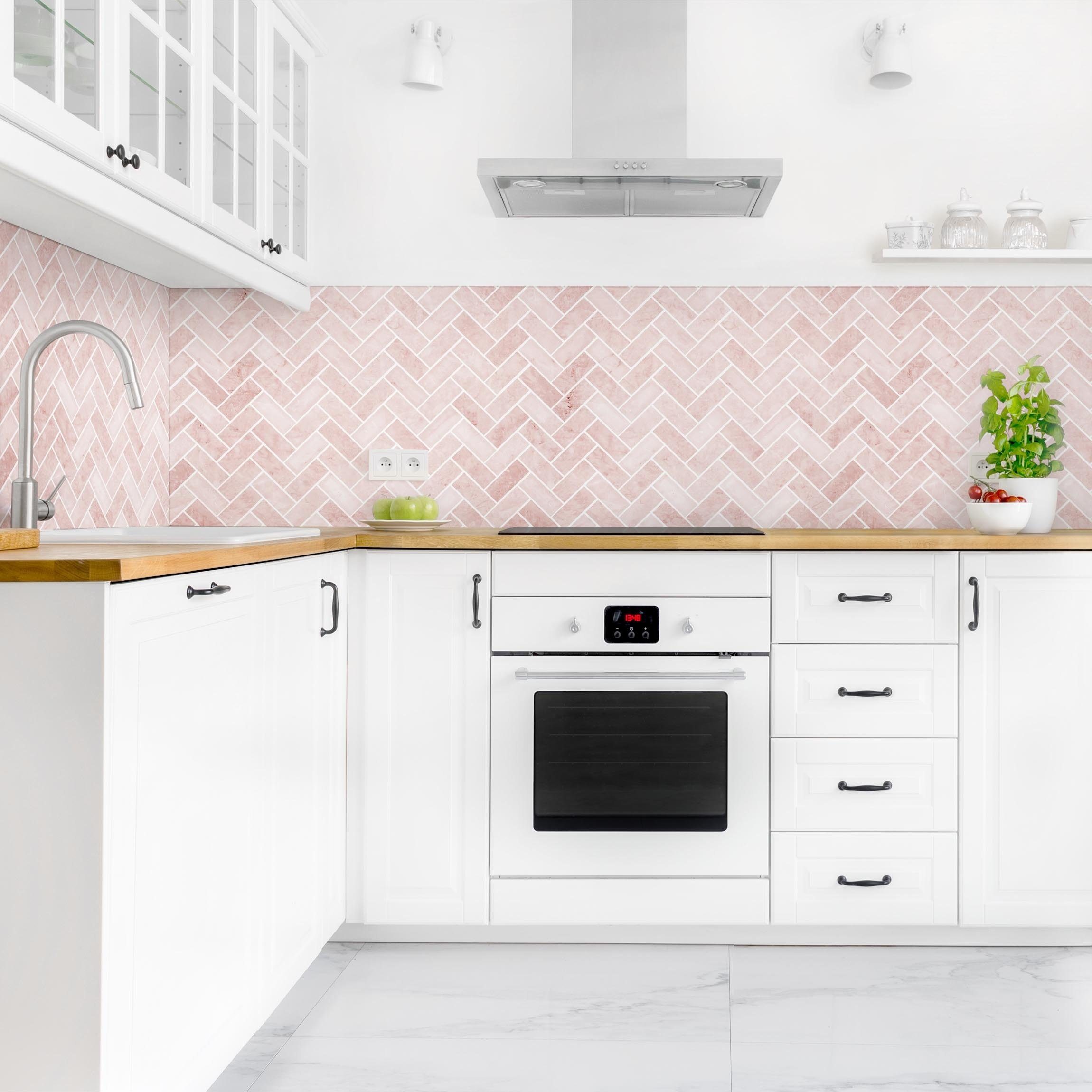 Bilderdepot24 Küchenrückwand rosa dekor Abstrakt Fliesenoptik günstig online kaufen