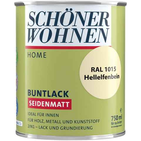 SCHÖNER WOHNEN FARBE Lack Home Buntlack, 750 ml, hellelfenbein RAL 1015, für innen, 2in1-Lack