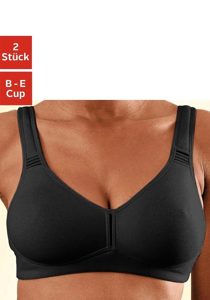 neuester Stil petite fleur Bügel aus 2 Dessous schwarz+weiß Baumwolle, T-Shirt-BH Stück) Basic (Packung, ohne