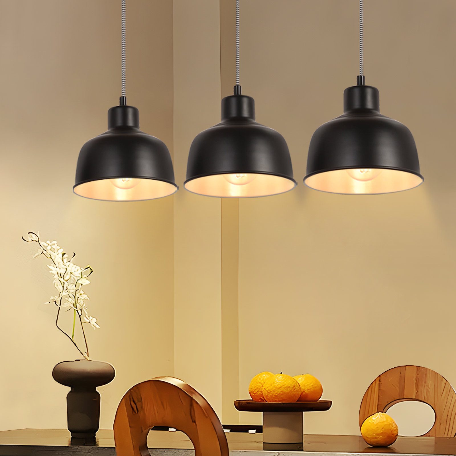 Nettlife Hängeleuchte Vintage 3 Flammig Schwarz günstig online kaufen