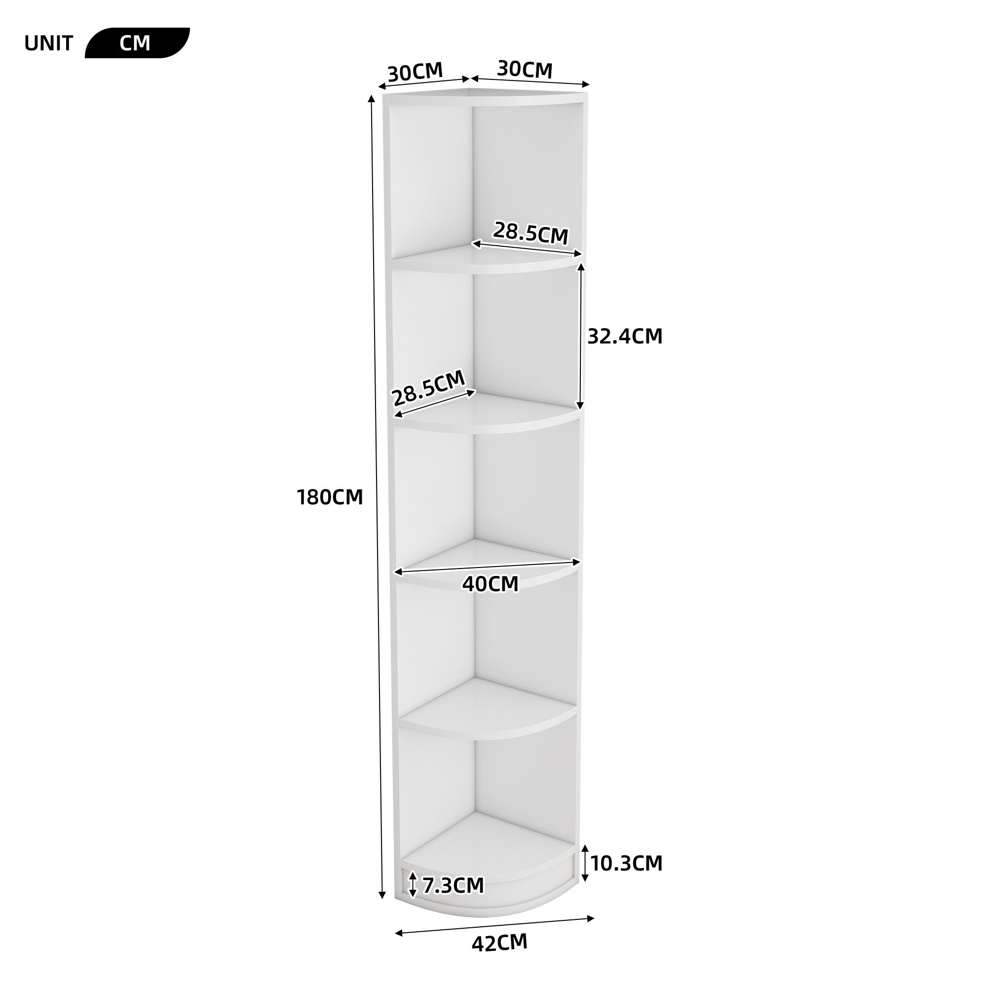 Celya Eckschreibtisch Eckbücherregal, Lagerregal, Regal, fünflagiges, MDF-M günstig online kaufen