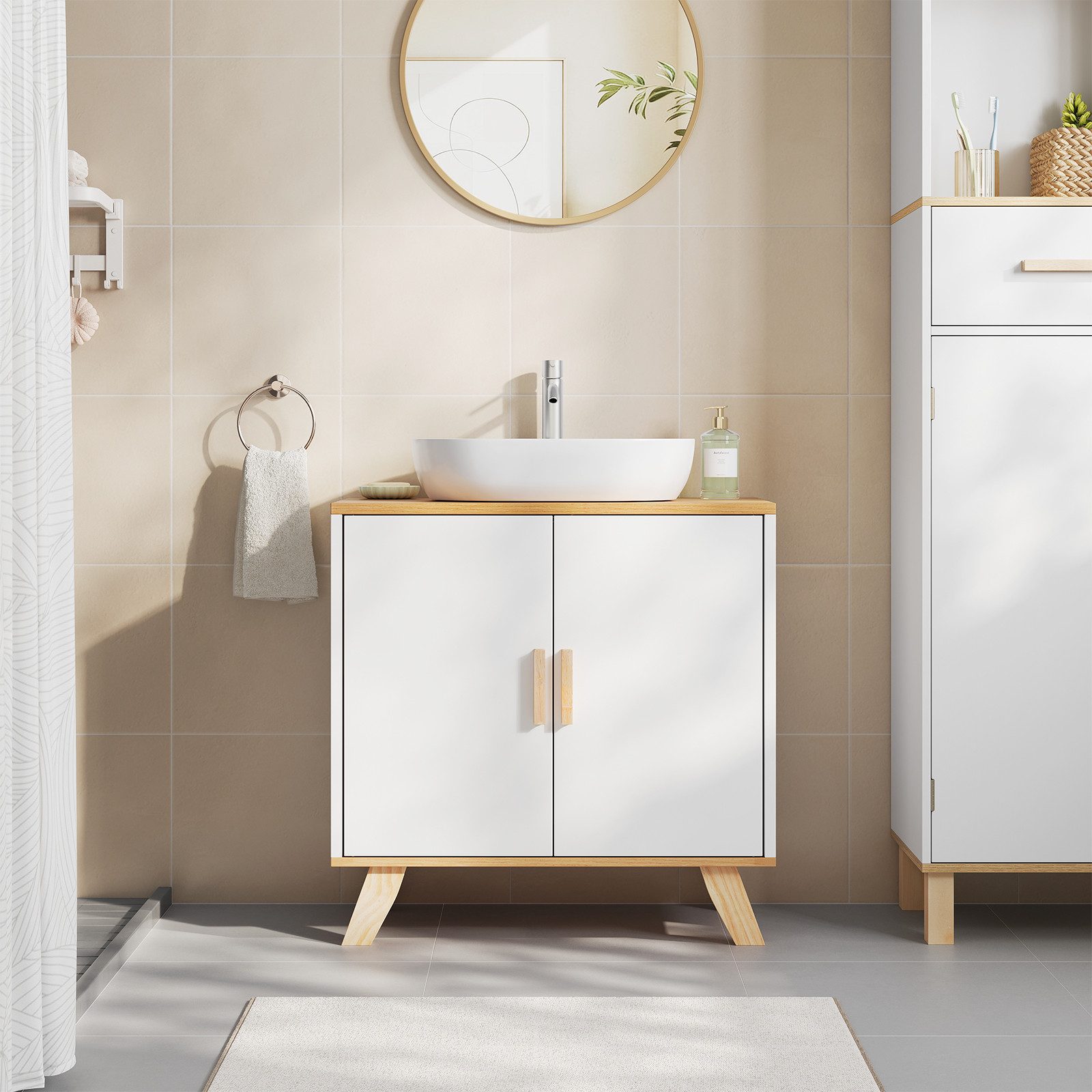 EUGAD Waschbeckenunterschrank (1-St) Badezimmerschrank mit 2 Türe 60x60x30c günstig online kaufen