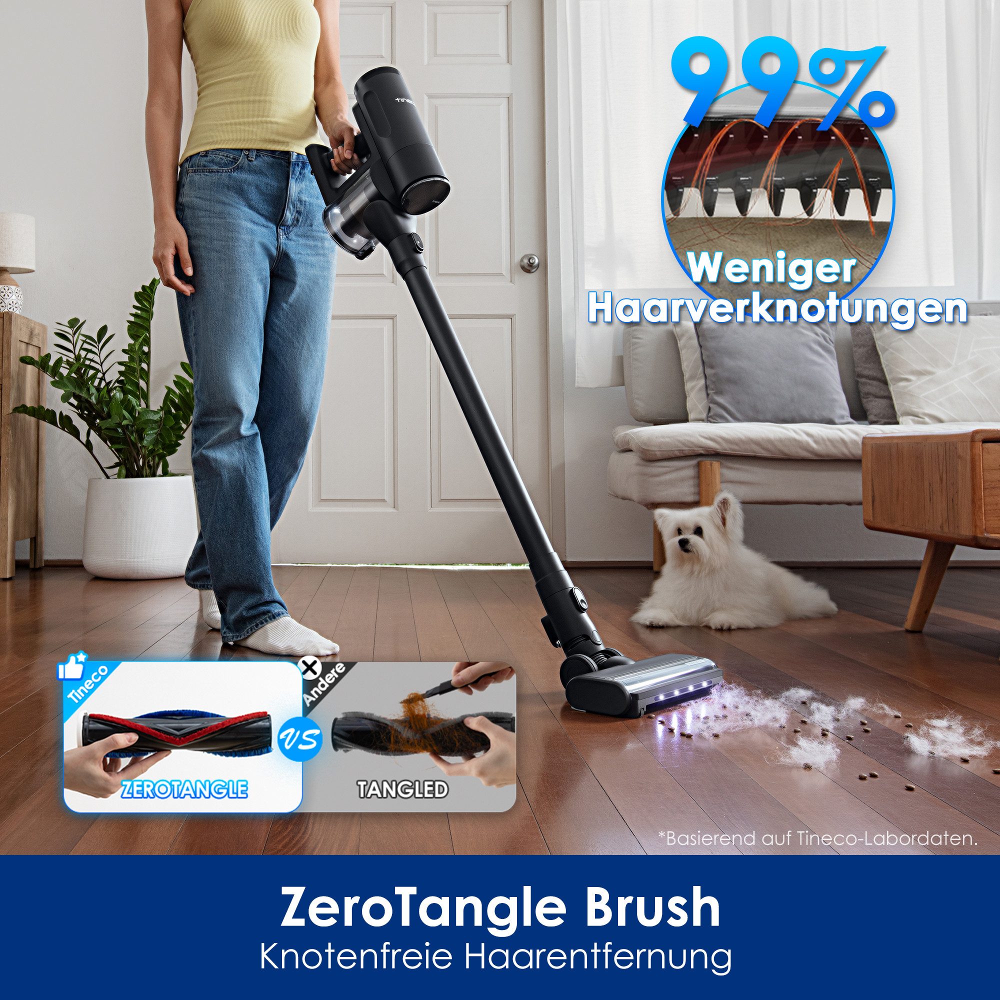 Tineco Nass-Trocken-Sauger FLOOR ONE Switch S7 Stretch Premium, mit 85°Grad Heißluft-Trocknung, 250 W, für Tierhaare & Allergiker, Teppich & Hartboden – Bild 4 von 5