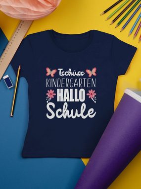 Shirtracer T-Shirt Tschüss Kindergarten Hallo Schule Einschulung Mädchen