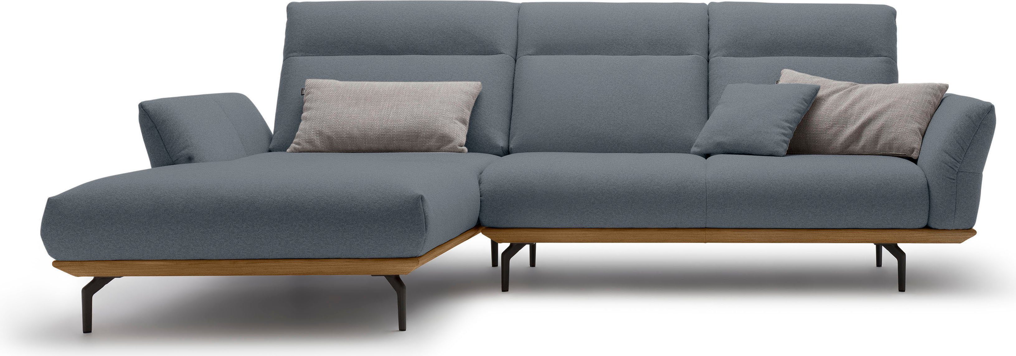 hülsta sofa Ecksofa hs.460, Sockel in Nussbaum, Winkelfüße in Umbragrau, Breite 298 cm | Ecksofas