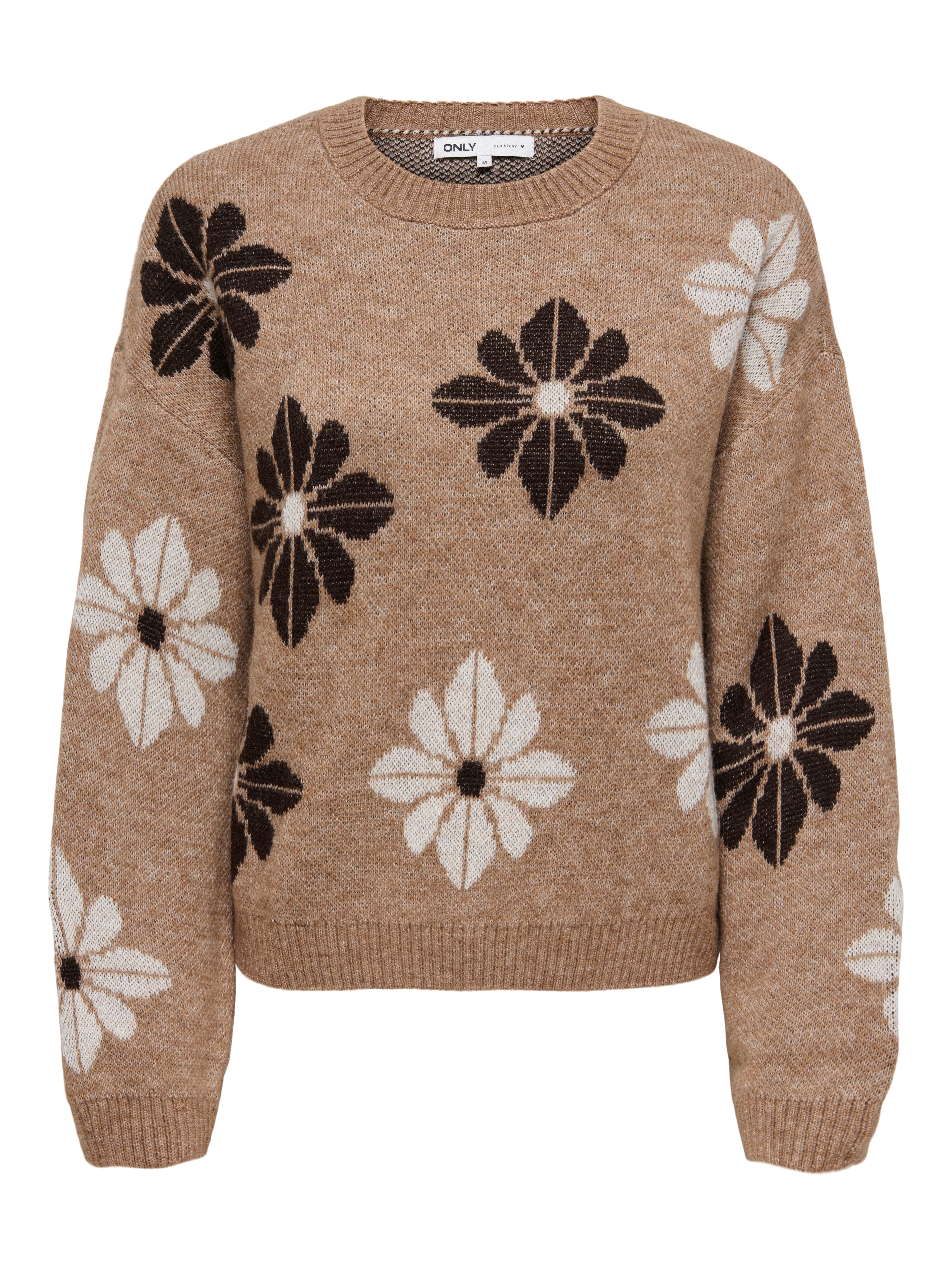 Rundhalspullover ONLFREESIA LS FLOWER O-NECK RP KNT