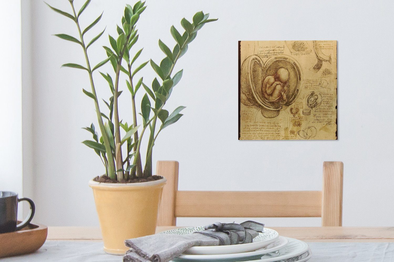 Leinwand im Mutterleib Baby St), OneMillionCanvasses® Bilder Leonardo für - da (1 Leinwandbild Wohnzimmer Schlafzimmer Vinci,