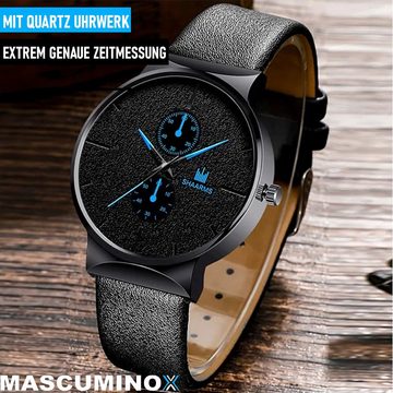 MAVURA Quarzuhr MASCUMINOX Armbanduhr mit Armband Set Herren Elegant Luxus, Business Uhr Herrenuhr Männeruhr Geschenk schwarz