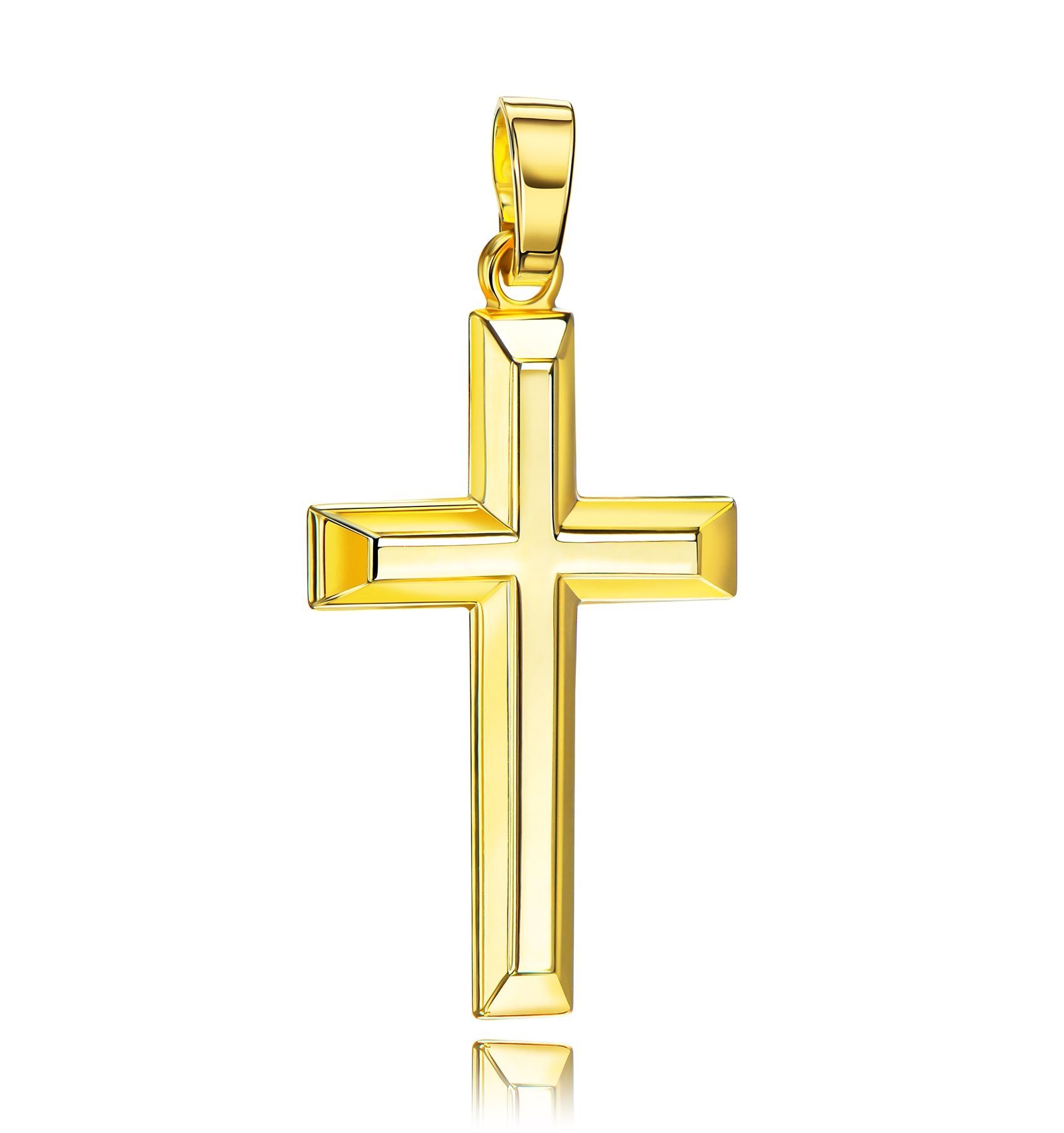 JEVELION Kreuzanhänger Kreuz Anhänger 333 Gold (Goldkreuz, für Damen und  Herren), Goldenes Kreuz - Made in Germany